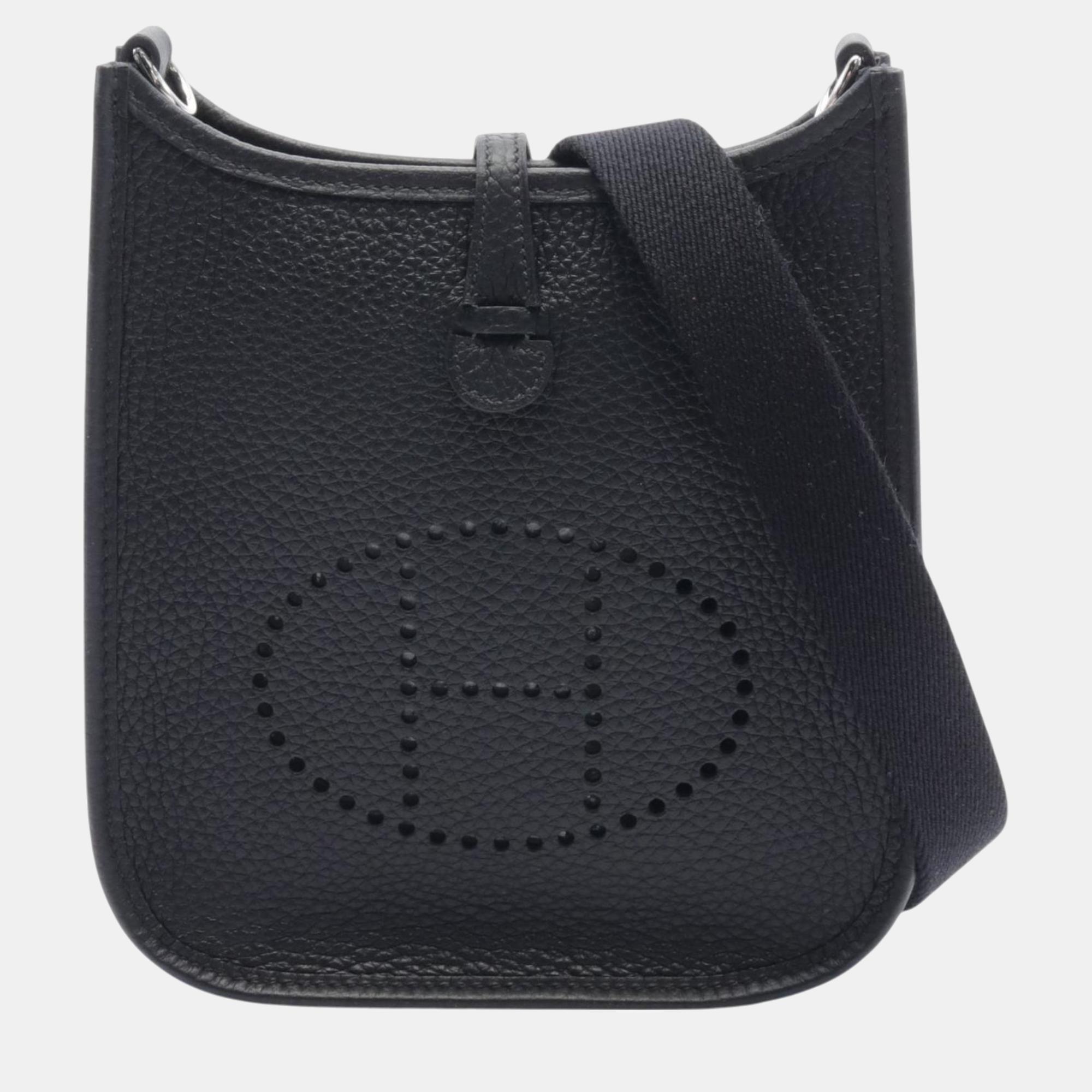 

Hermes Black Taurillon Clemence Evelyn TPM Shoulder Bag