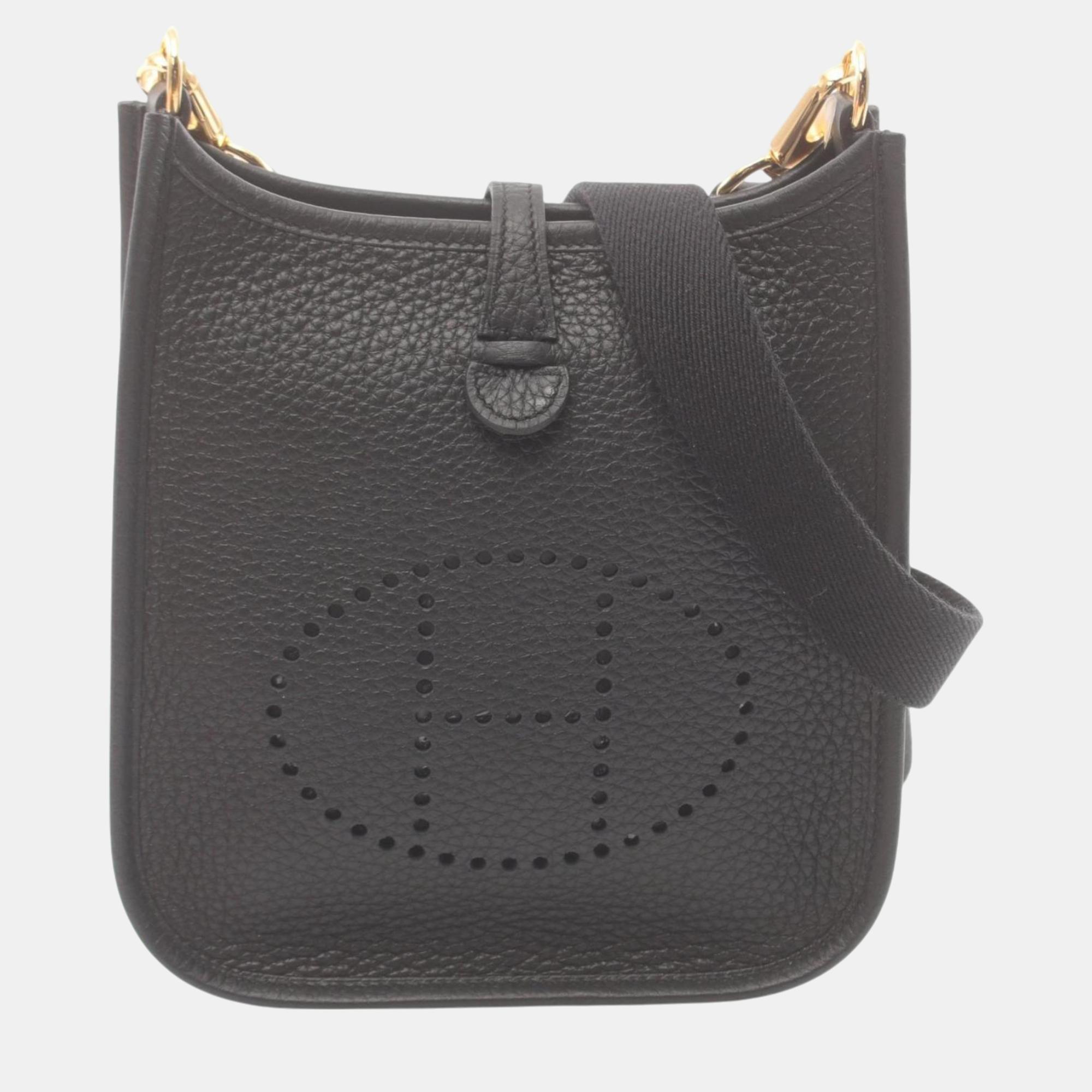 

Hermes Black Taurillon Clemence Evelyn TPM Shoulder Bag