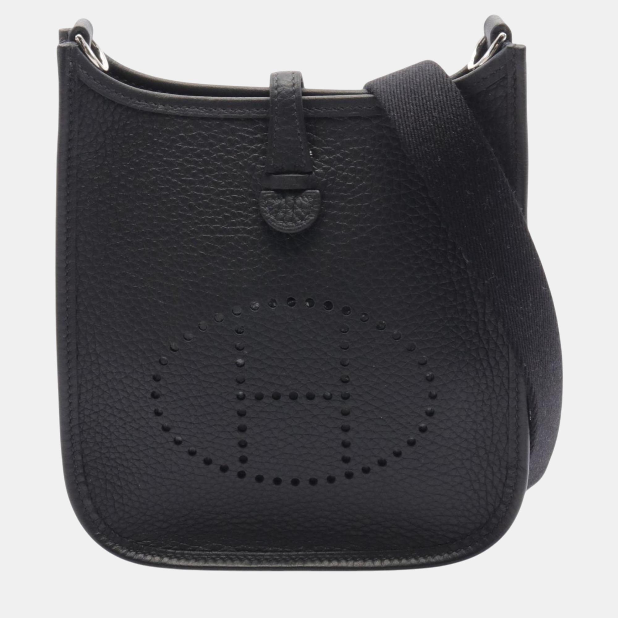 

Hermes Black Taurillon Clemence Evelyn TPM Shoulder Bag