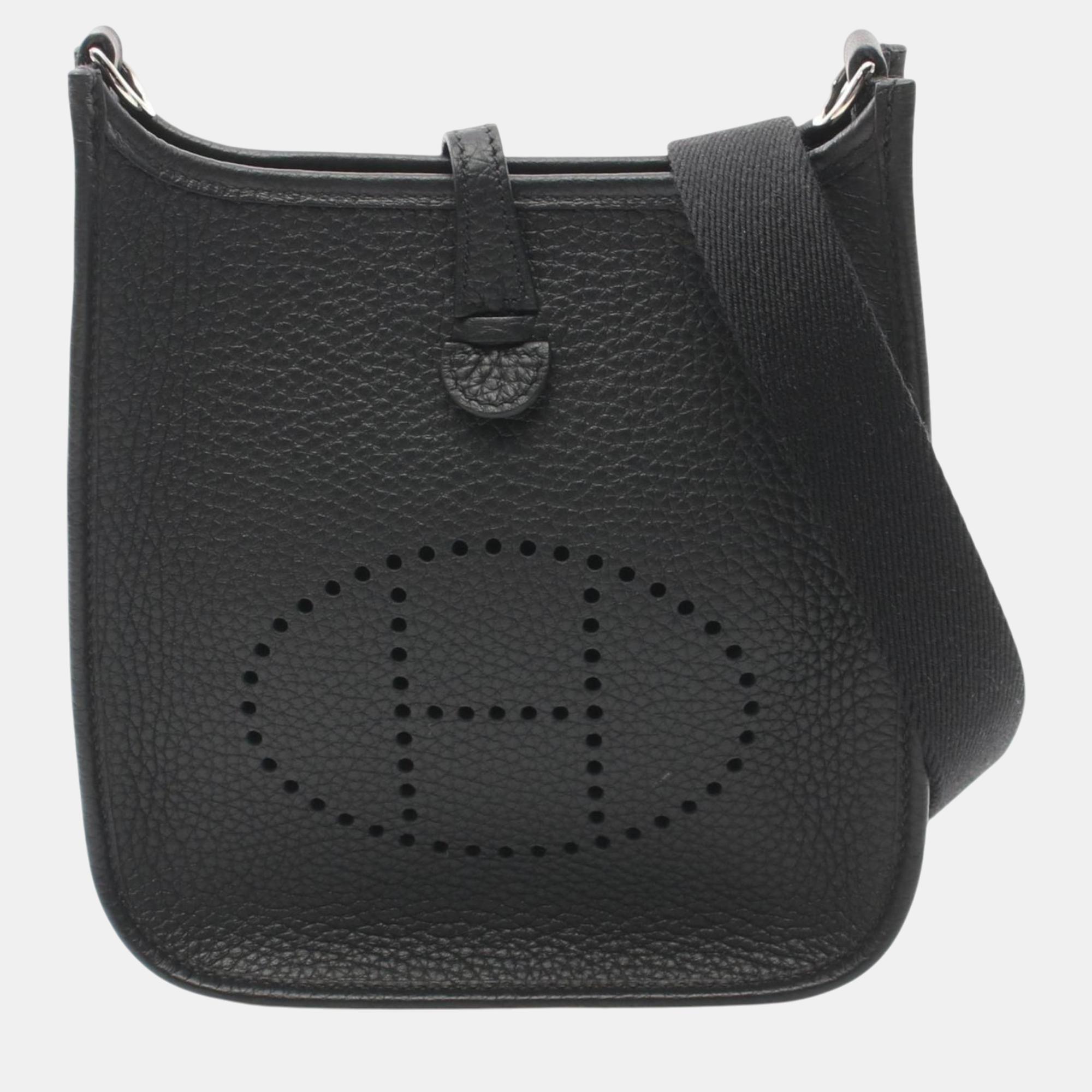 

Hermes Black Taurillon Clemence Evelyn TPM Shoulder Bag