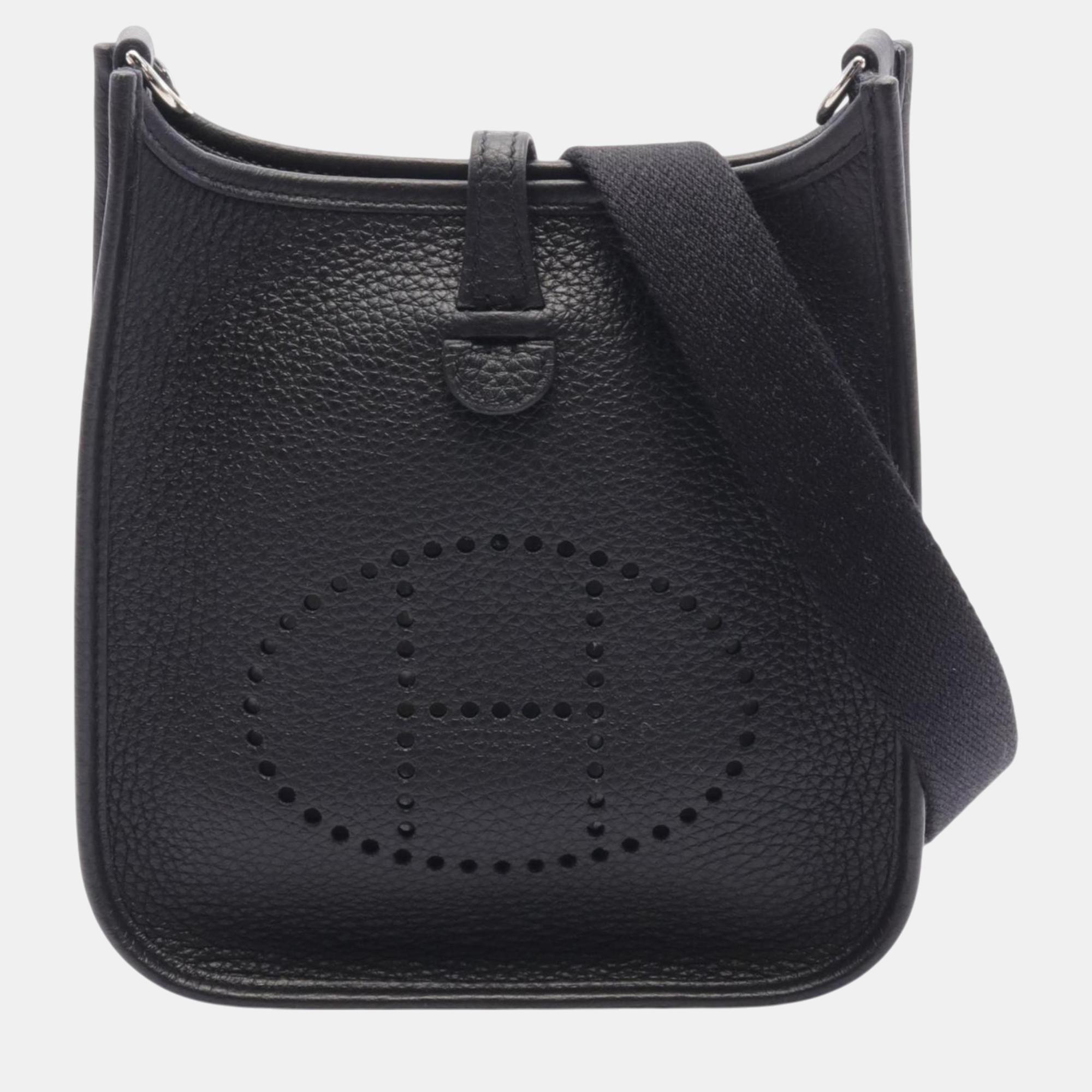 

Hermes Black Taurillon Clemence Evelyn TPM Shoulder Bag