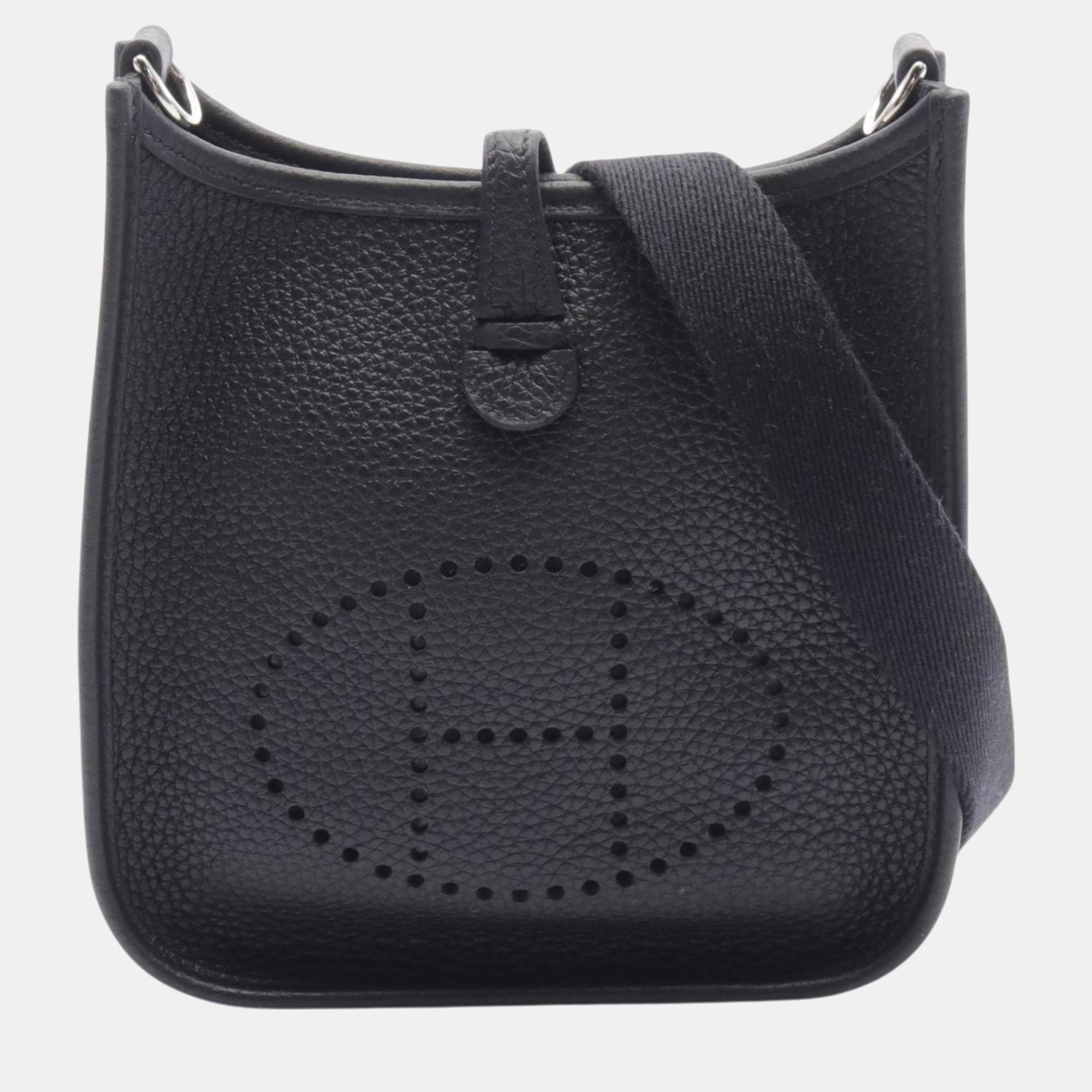 

Hermes Black Taurillon Clemence Evelyn TPM Shoulder Bag