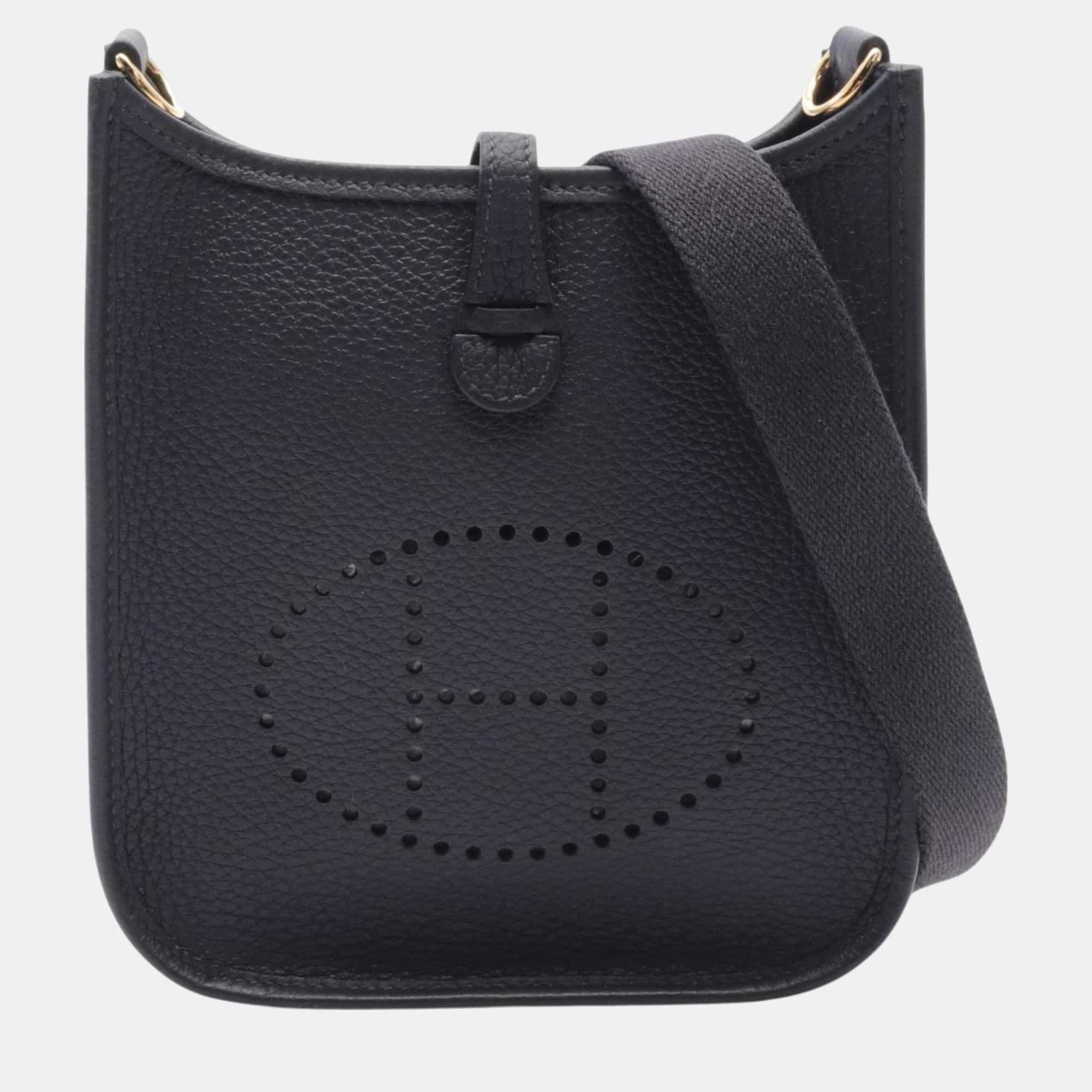 

Hermes Navy Taurillon Clemence Evelyn TPM Shoulder Bag, Navy blue