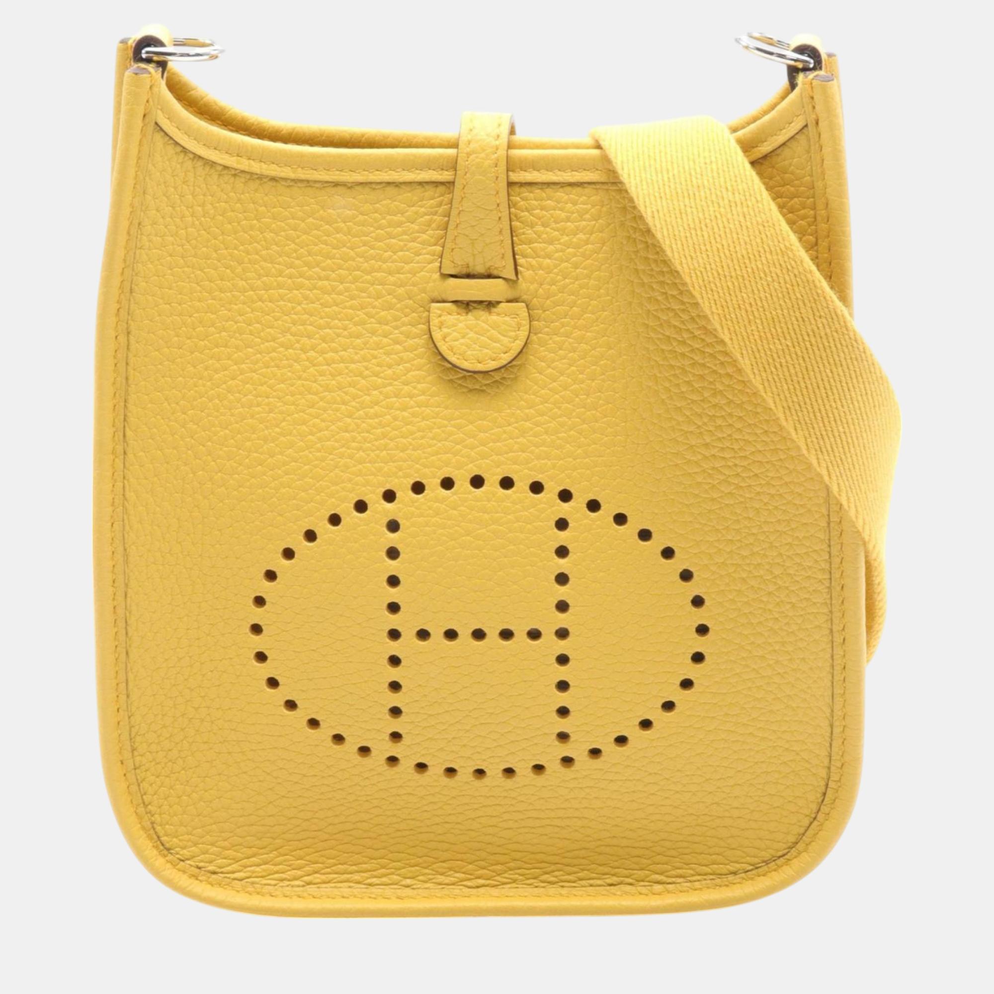 

Hermes Yellow Taurillon Clemence Evelyn TPM Sun Shoulder Bag