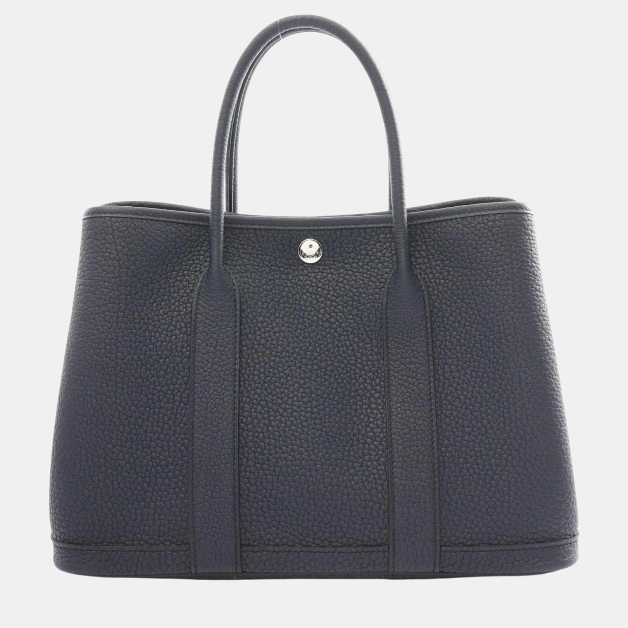 

Hermes Bleu Nuit Navy Negonda Garden TPM Handbag, Navy blue