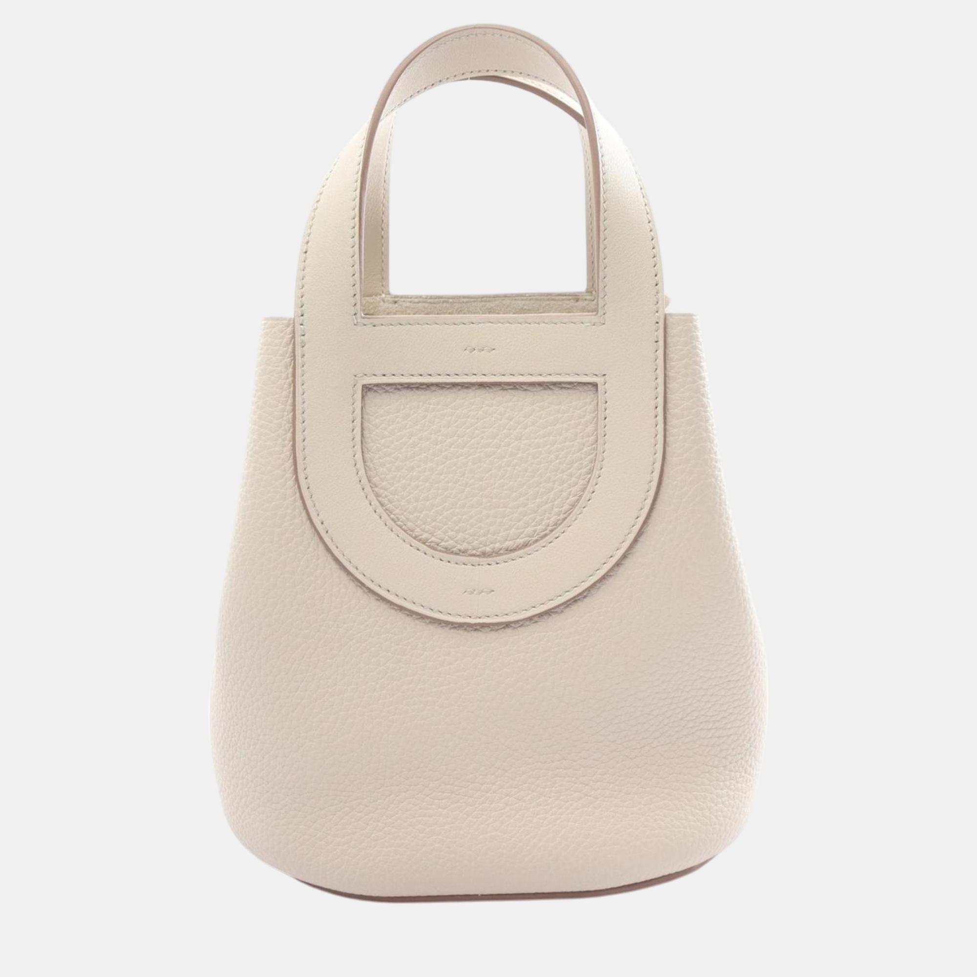 

Hermes Ivory Taurillon Clemence In the Loop 18 Handbag, Cream