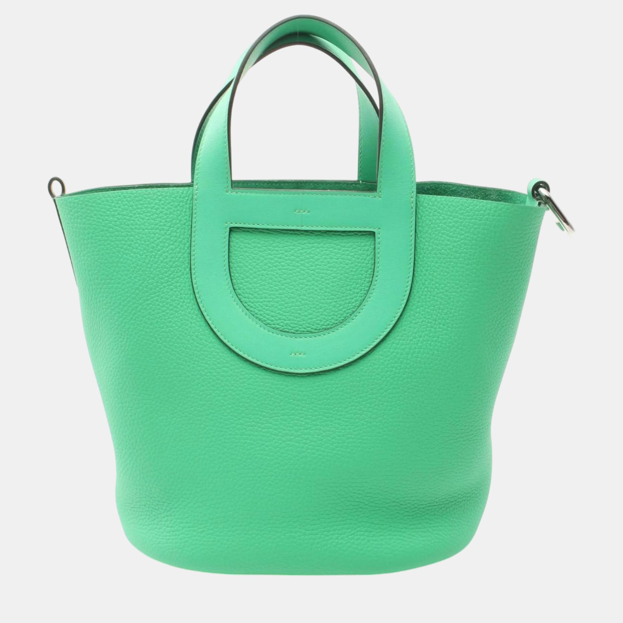 

Hermes Green Taurillon Clemence In the Loop 23 Vert Comic Handbag