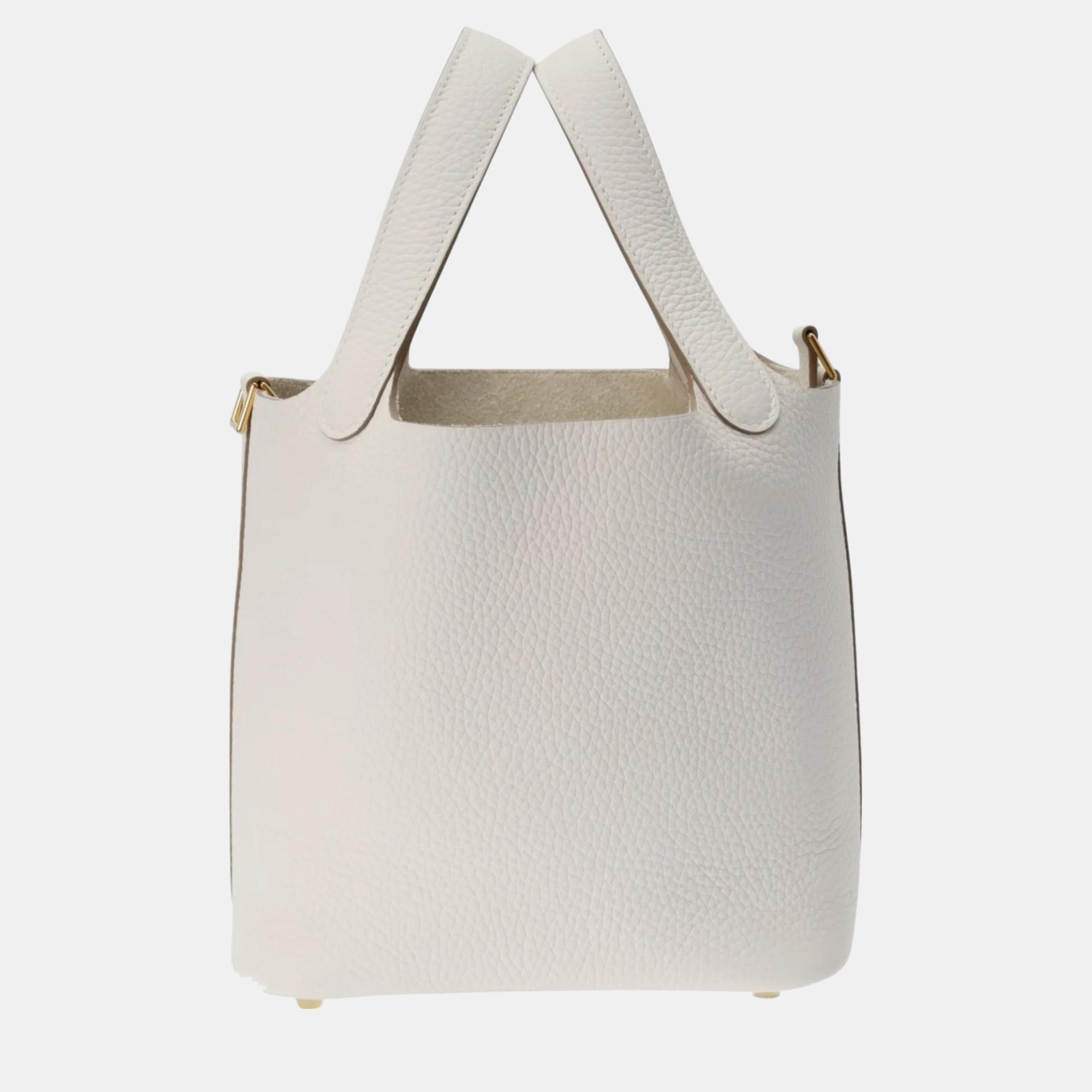 

Hermes Gripere Taurillon Clemence Picotin Lock PM handbag, White