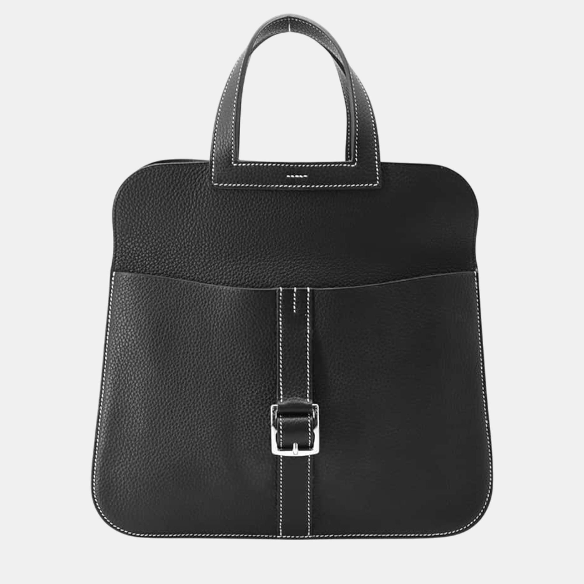 

Hermes Black (White stitch) Taurillon Clemence Halzan bag Size