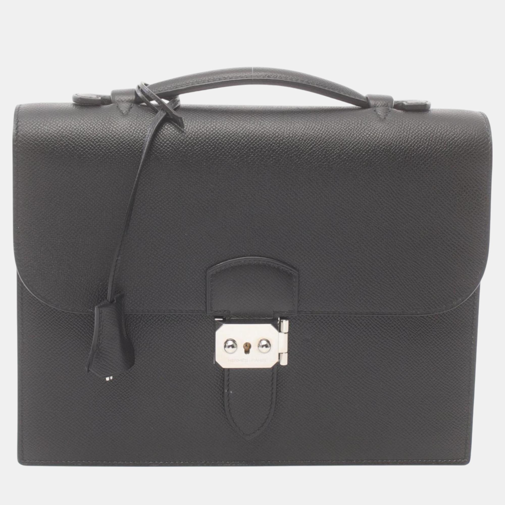 

Hermes Black Epsom Leather Sac a Depeche 27 Bag