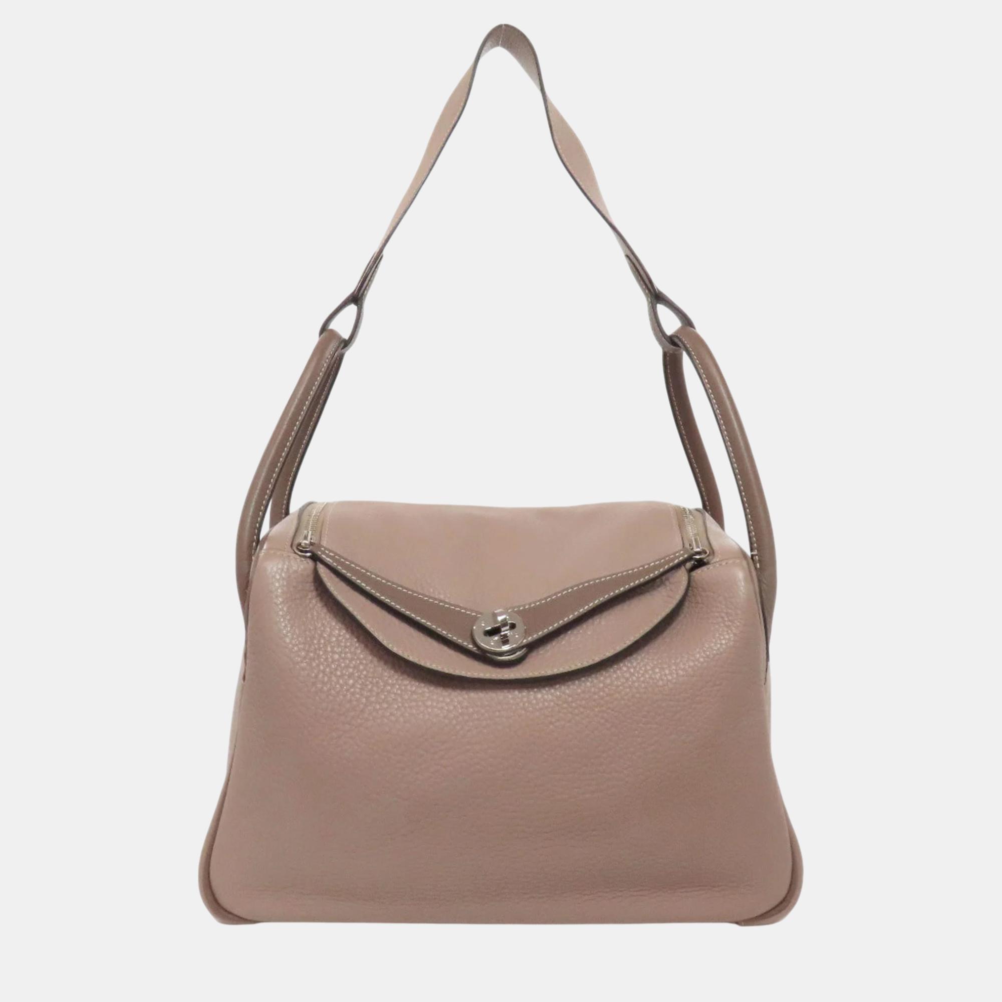 

Hermes Taurillon Lindy 30 Handbag, Brown