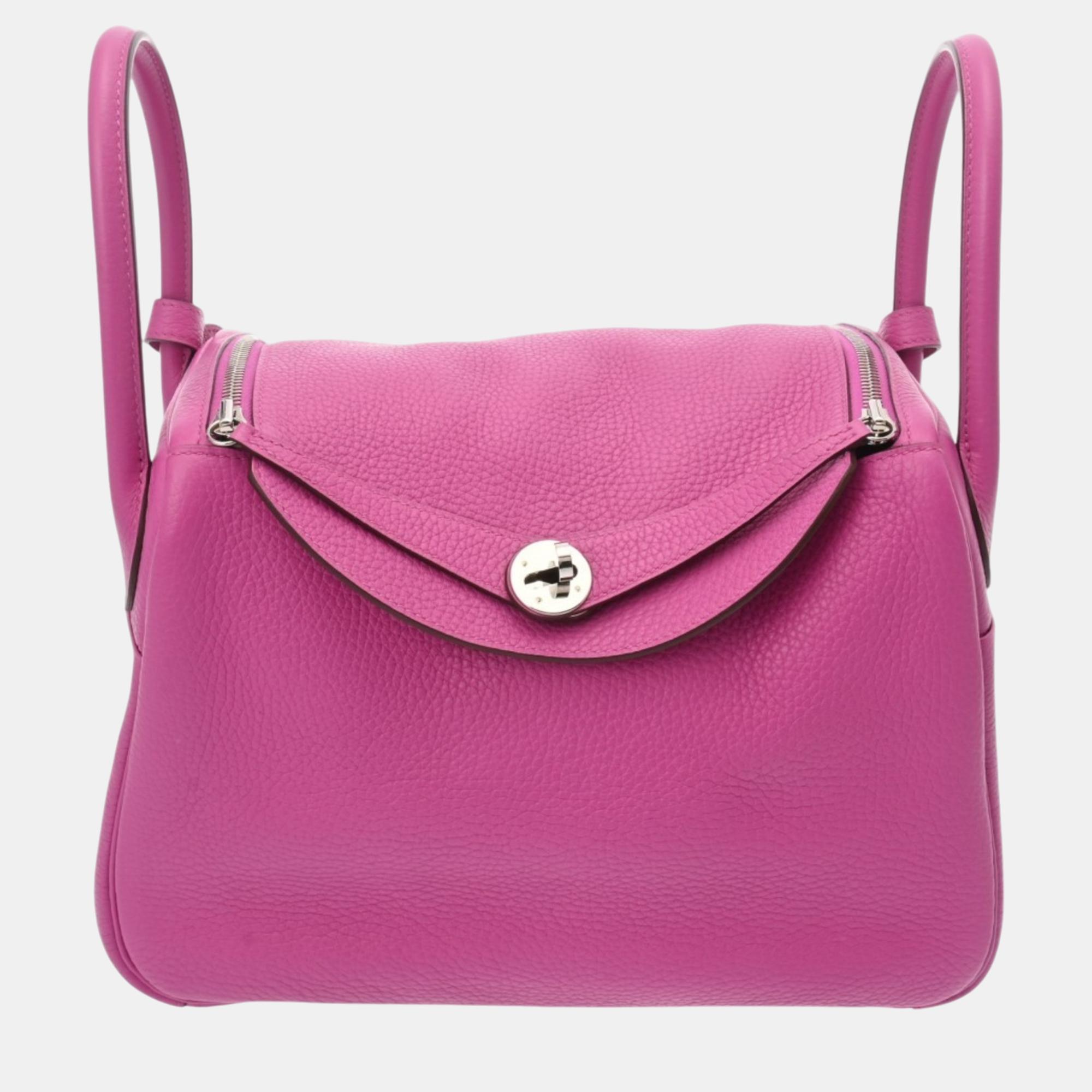 

Hermes Magnolia Taurillon Clece Lindy 30 shoulder bag, Pink