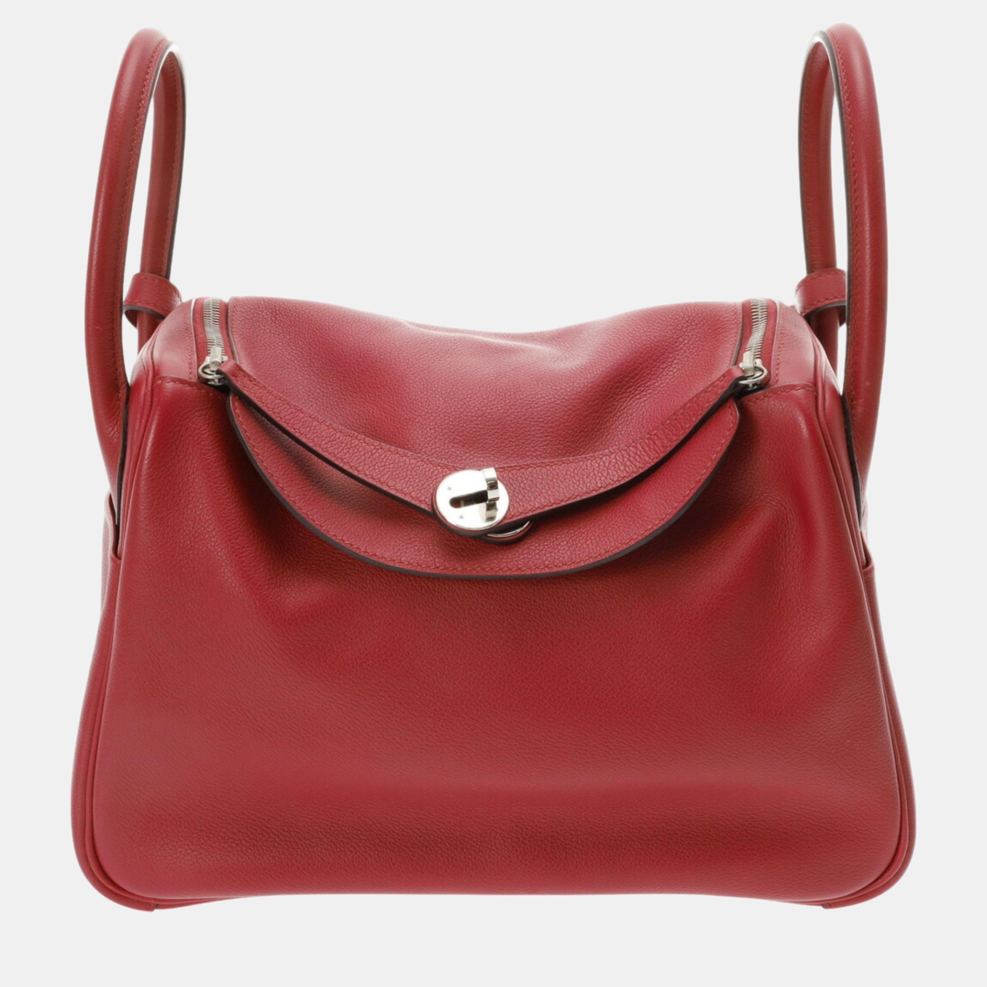 

Hermes Rouge Grenat Evercolor Lindy 30 Shoulder Bag, Red