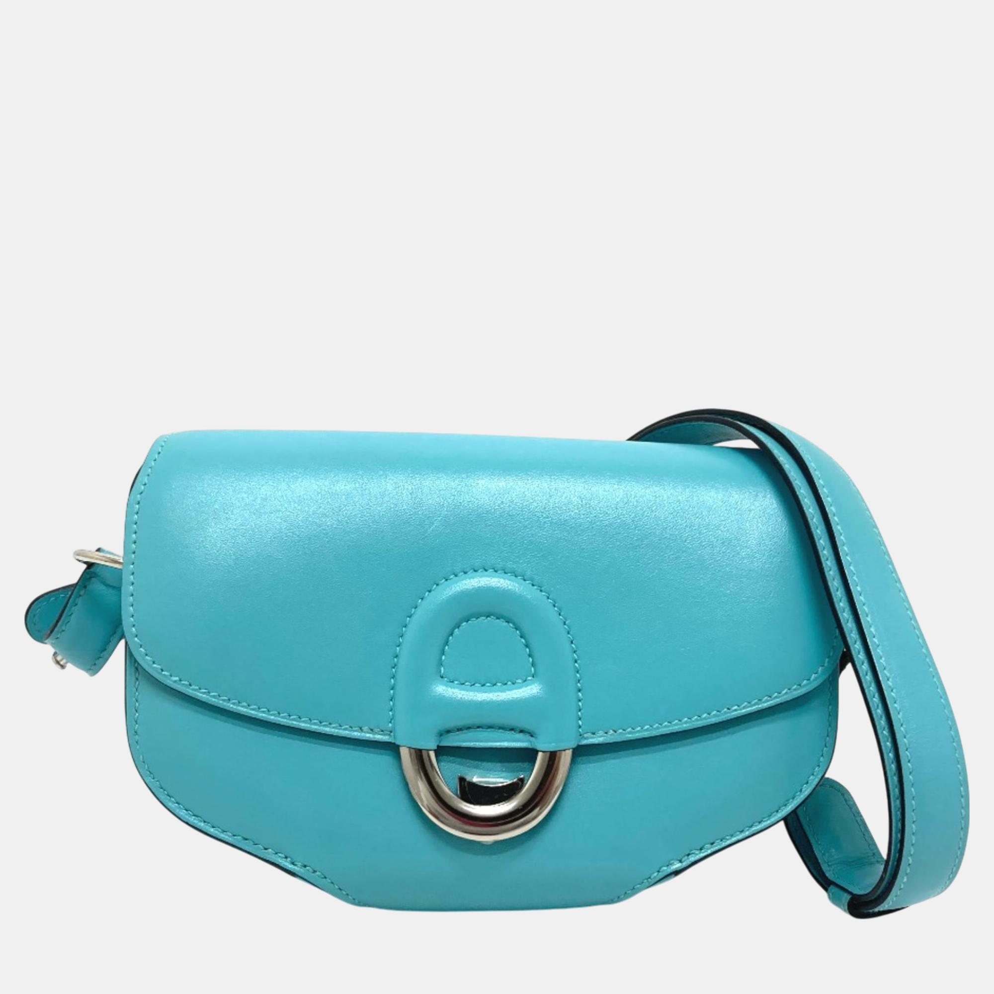 

Hermes Blue Atoll blue Mini Shell Schmidy bag shawl Shoulder Bag