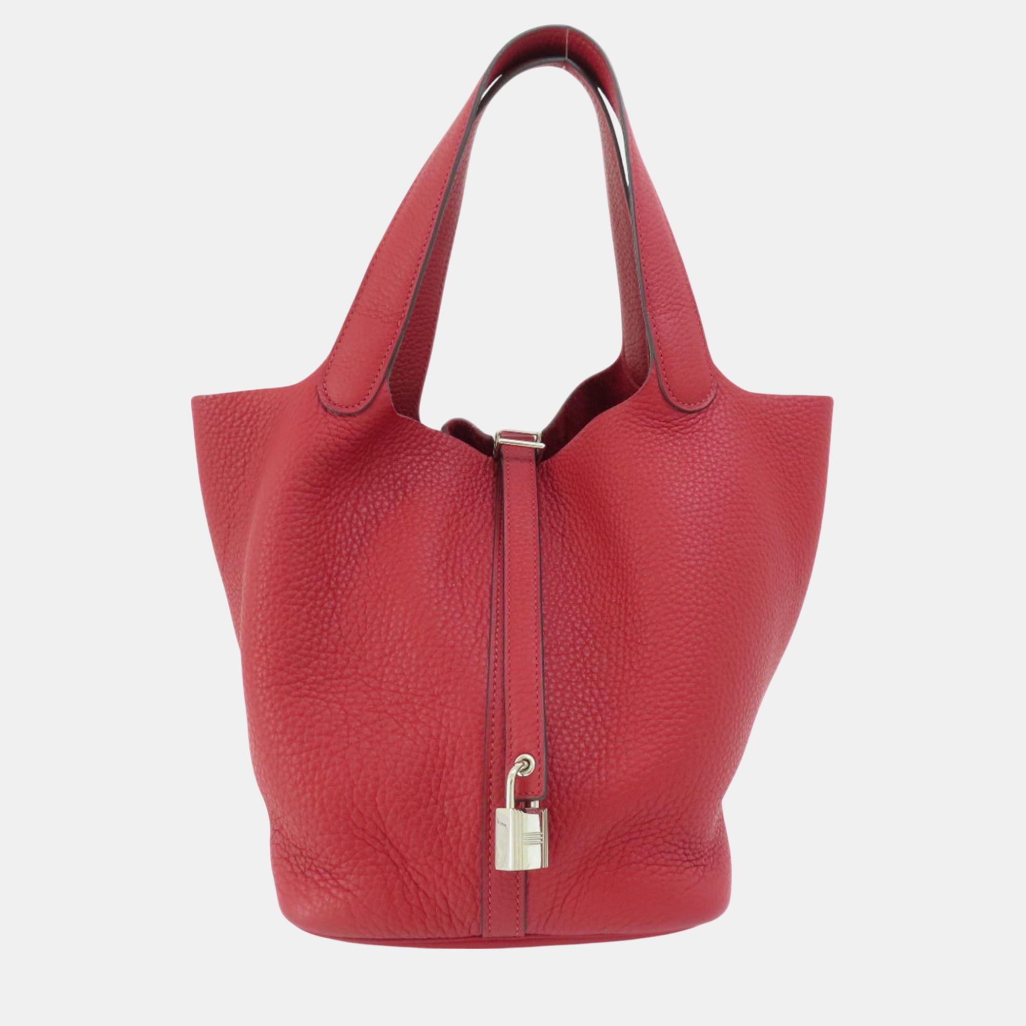 

Hermes Red Taurillon Picotan Lock MM Handbag