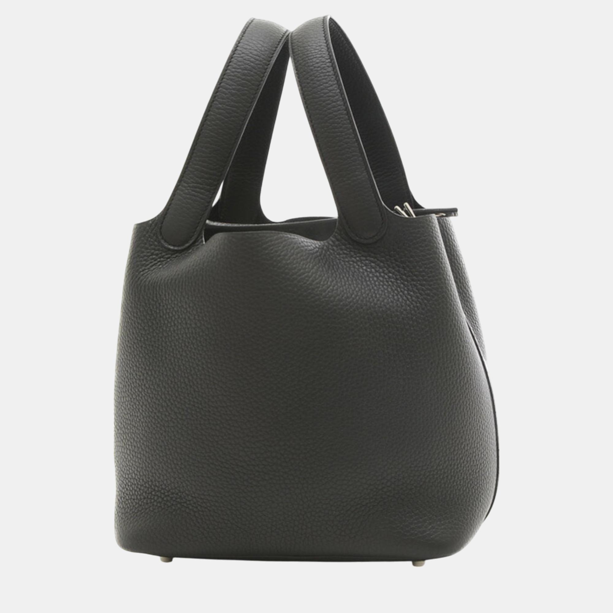 

Hermes Taurillon Black Picotin Lock MM 22 Handbag