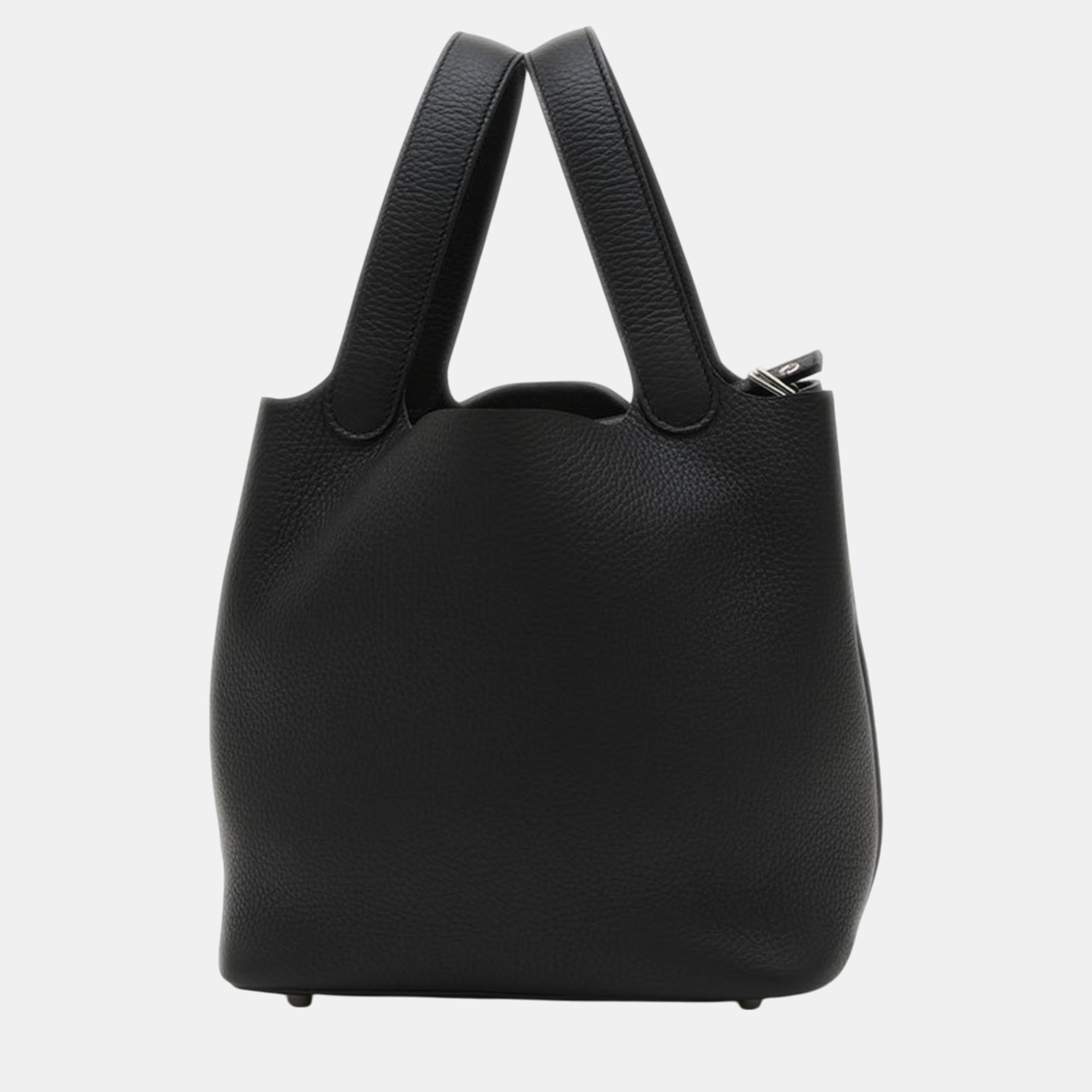 

Hermes Black Taurillon Picotin Lock MM 22 Handbag