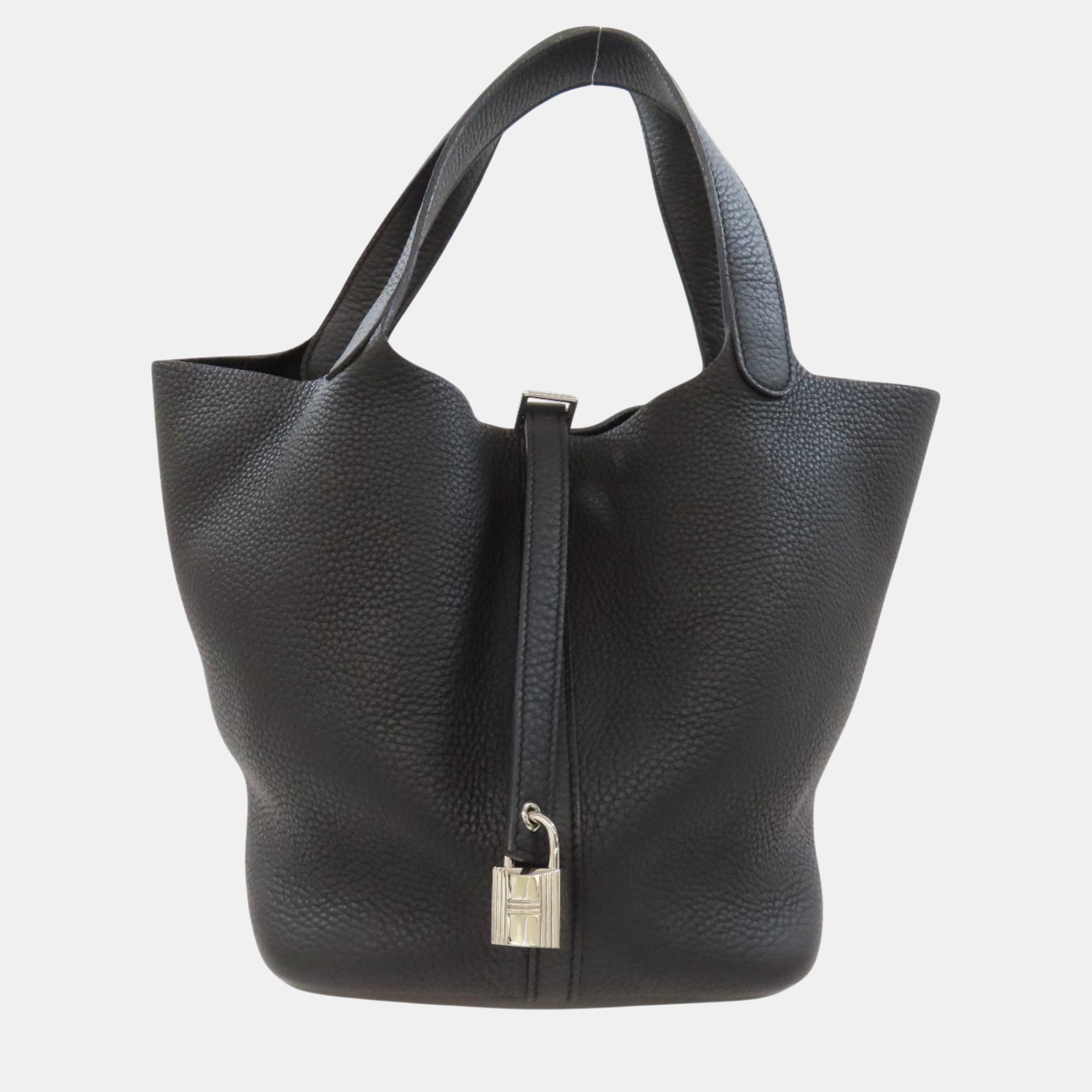 

Hermes Taurillon Clece Picotin Lock MM Handbag, Black