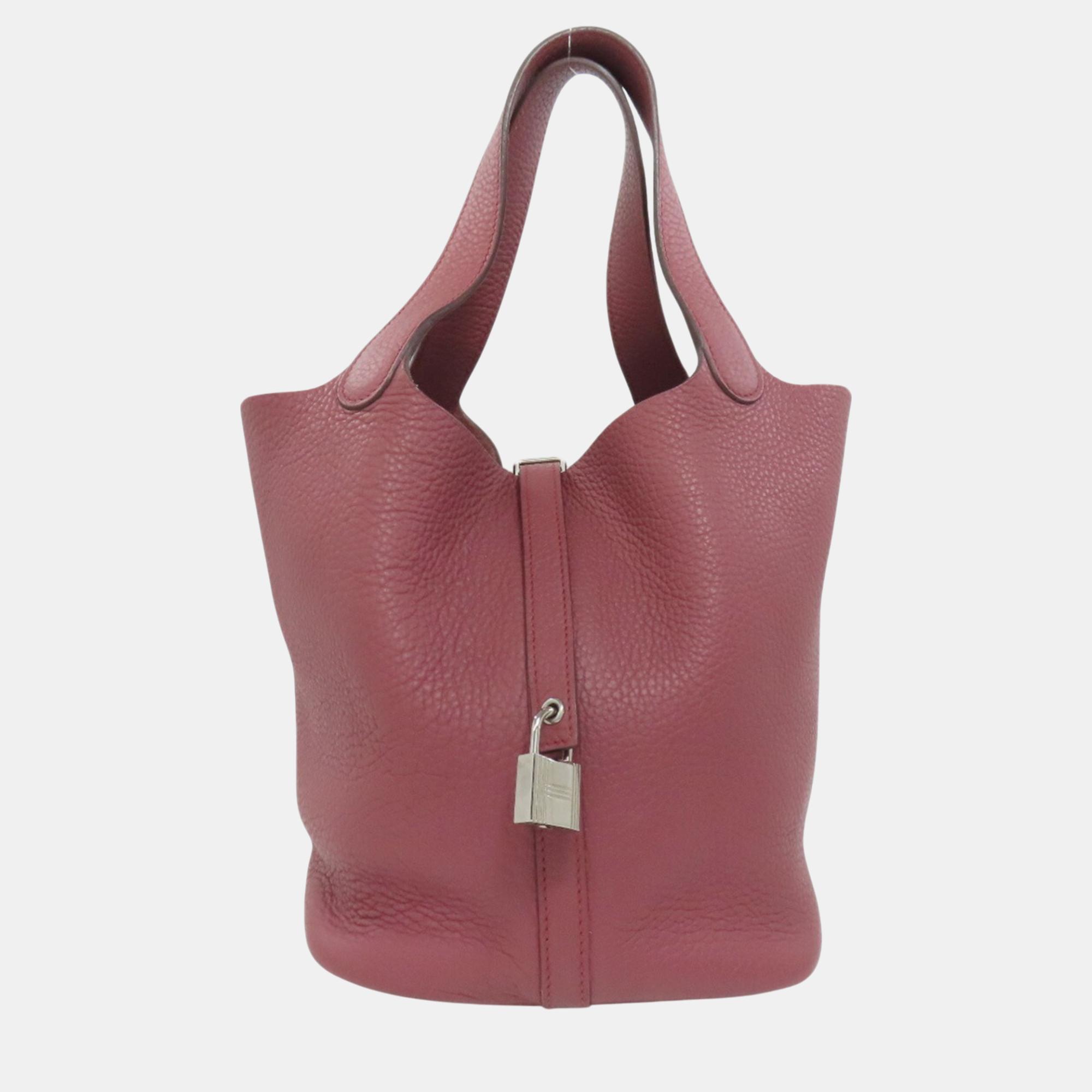 

Hermes Taurillon Clece Picotin Lock MM Handbag, Pink