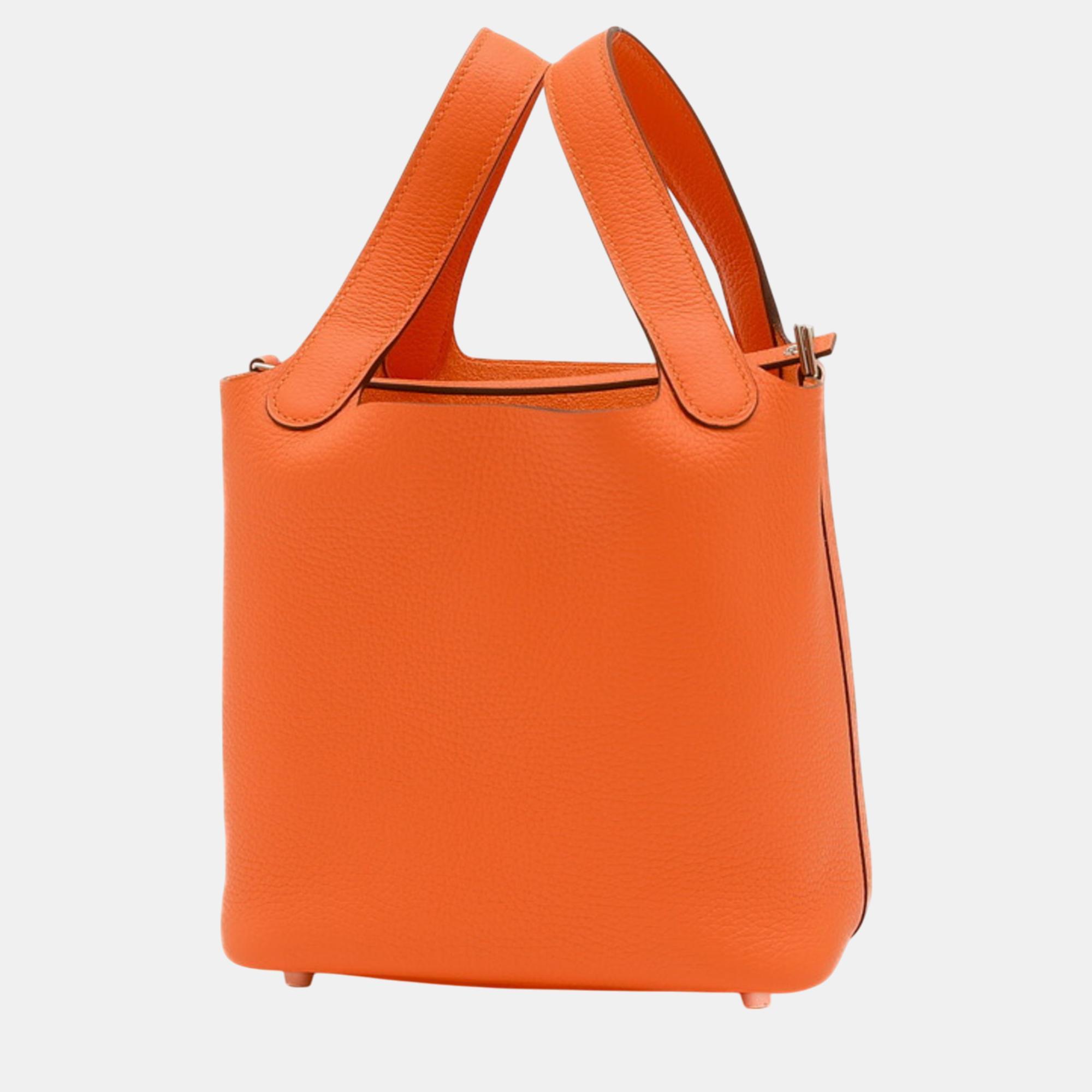

Hermes Taurillon Orange Anne Picotin Lock PM 18 Handbag