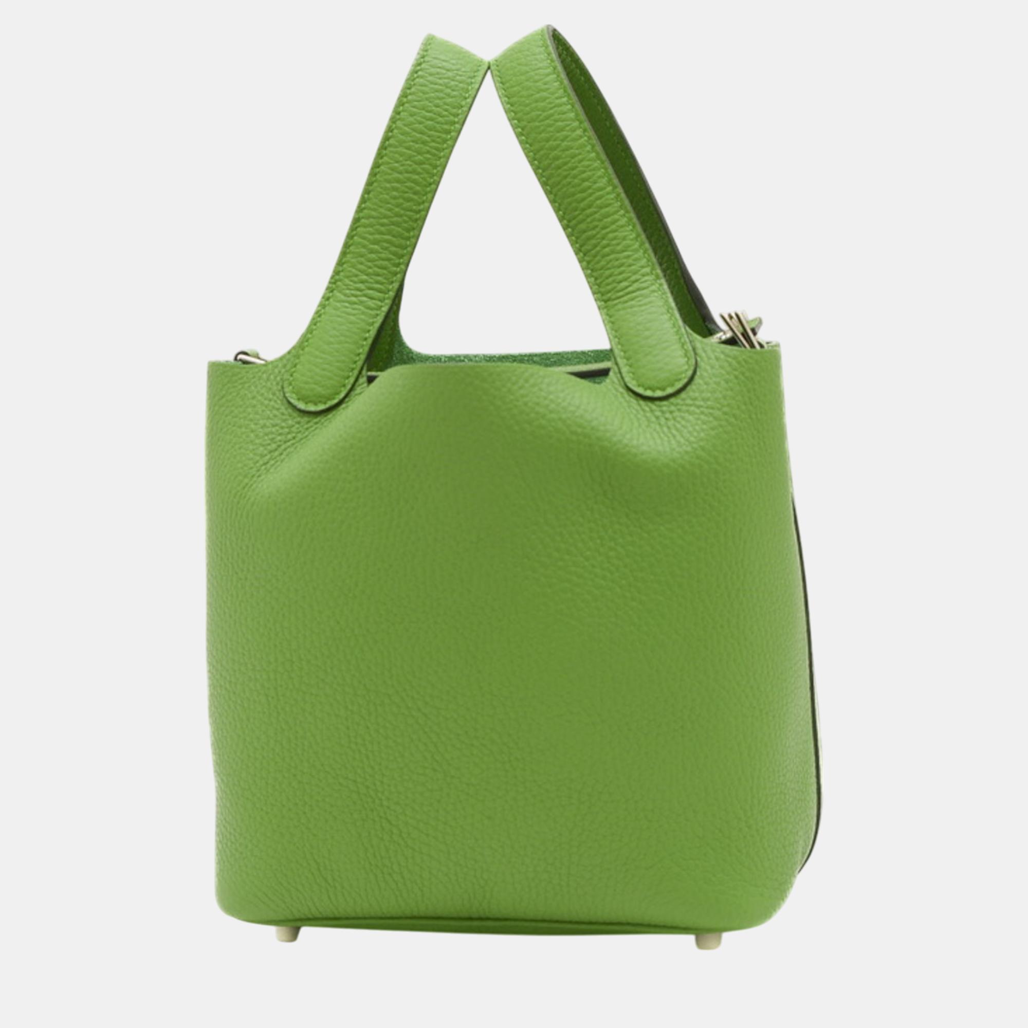 

Hermes Taurillon Vert Yucca Picotin Lock PM 18 Handbag, Green