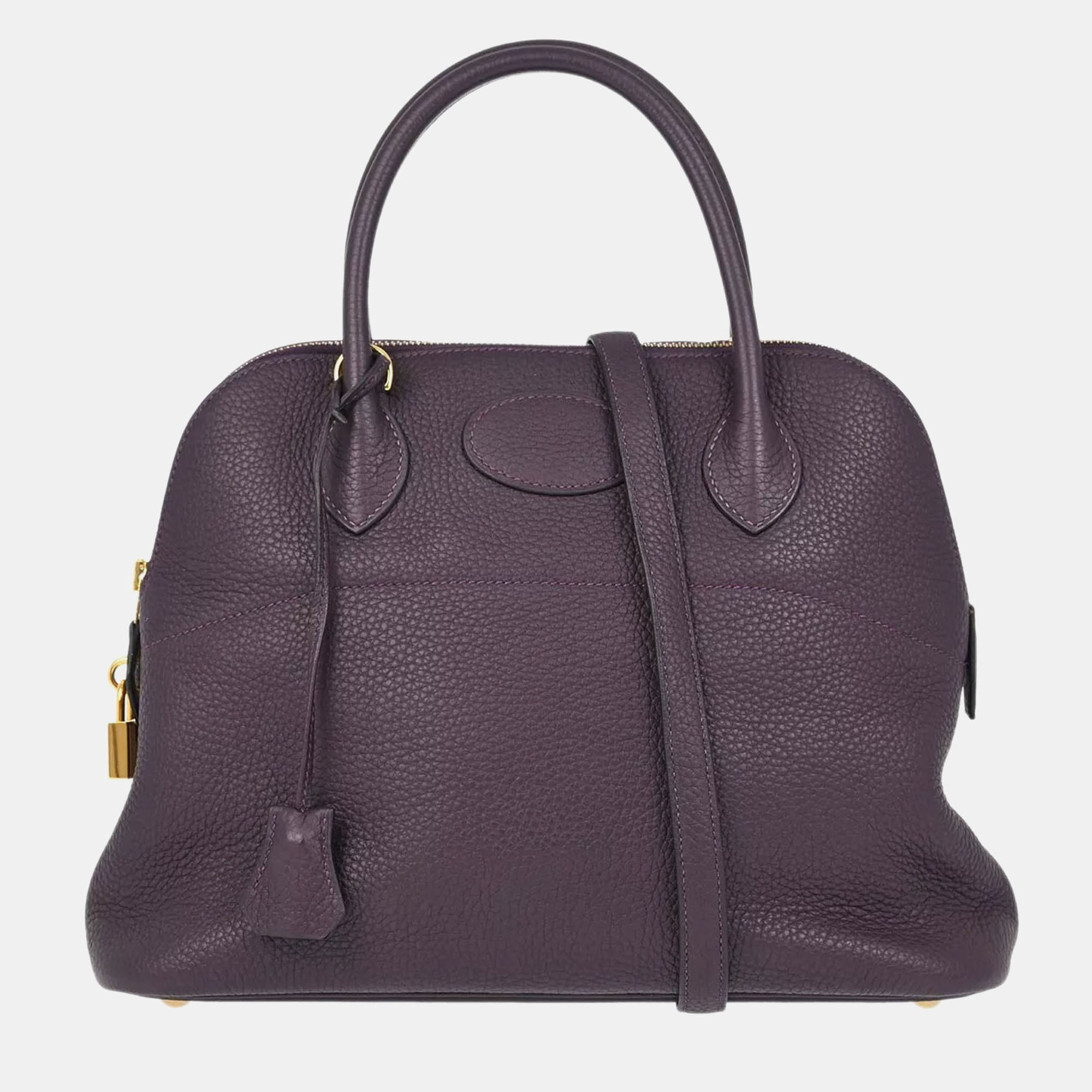 

Hermes Purple Taurillon Clemence Bolide 31 Handbag