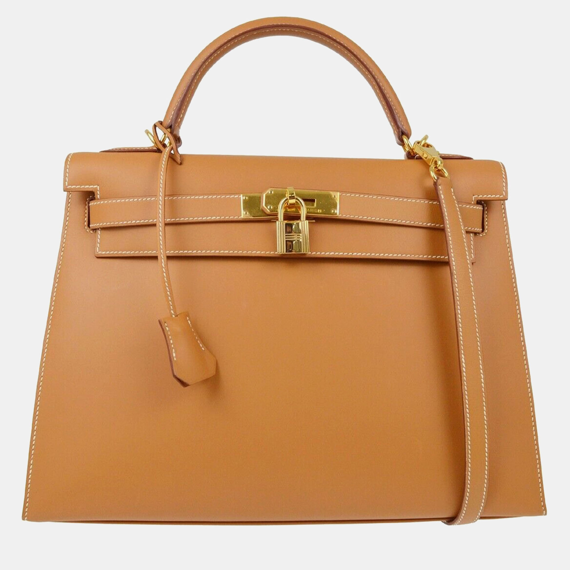 

Hermes Natural Chamonix Kelly 32 Sellier Handbag, Brown