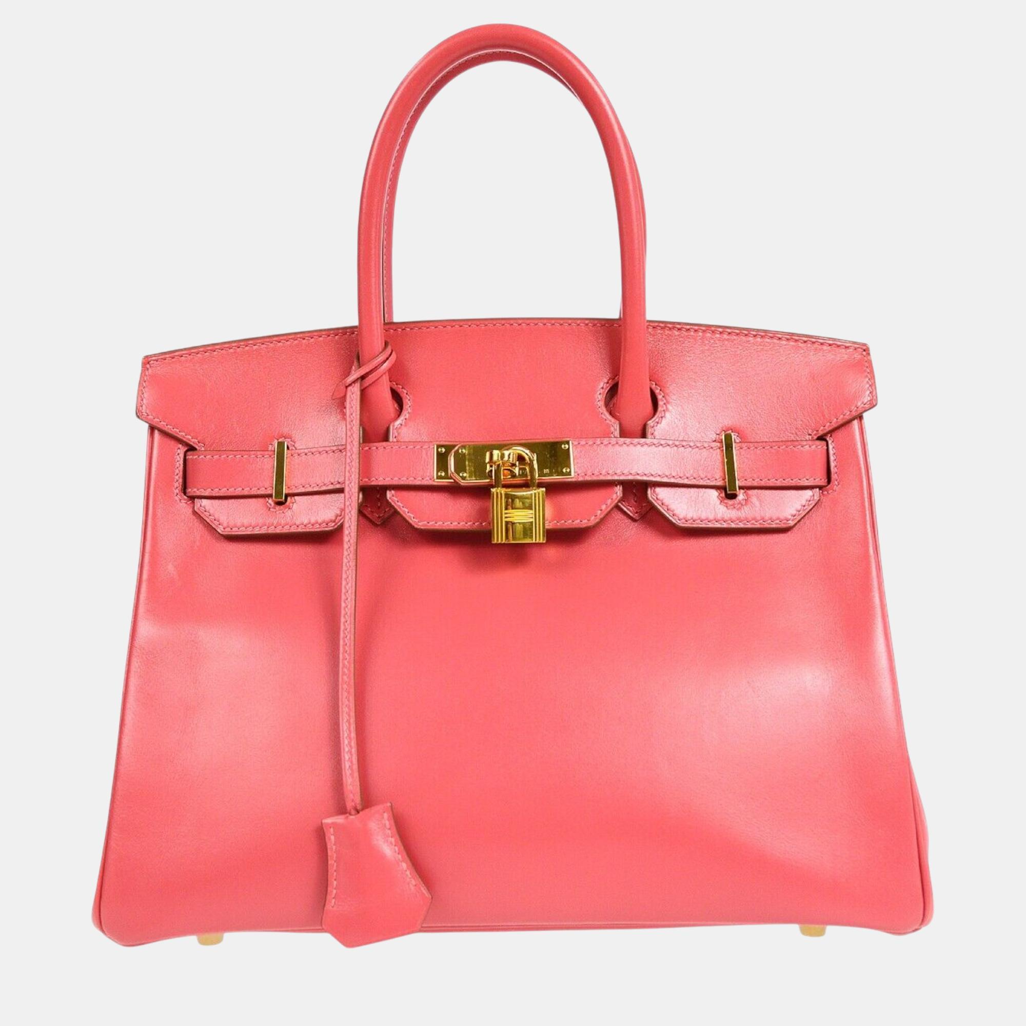 

Hermes Purse Rose Lipstick Tadelakt Birkin 30 Handbag, Pink