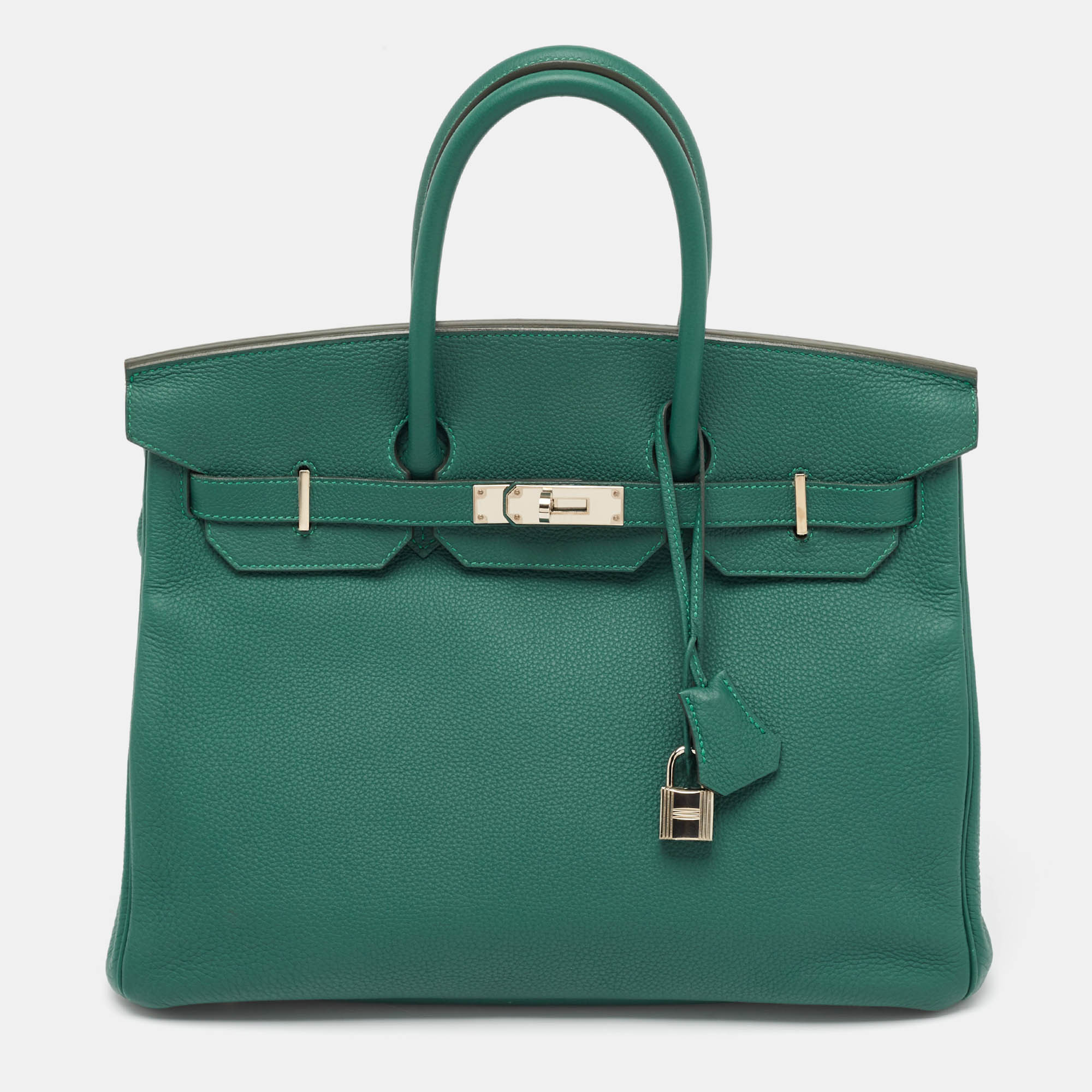 

Hermès Malachite Togo Leather Palladium Finish Birkin 35 Bag, Green