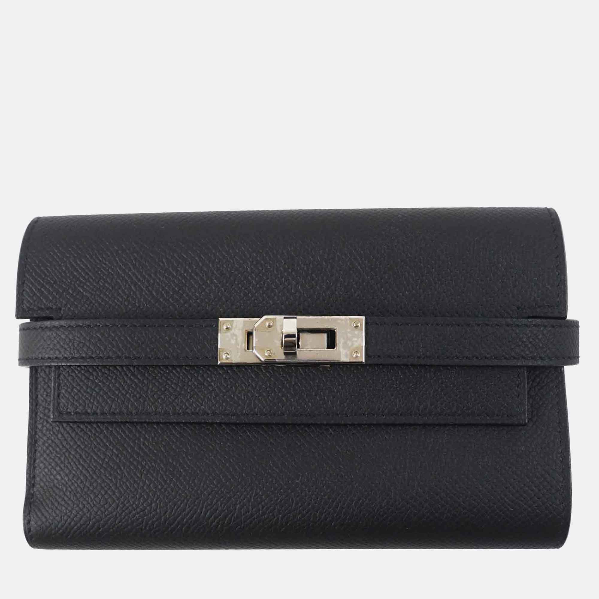 

Hermes Kelly Wallet Epsom Black Silver Black Leather