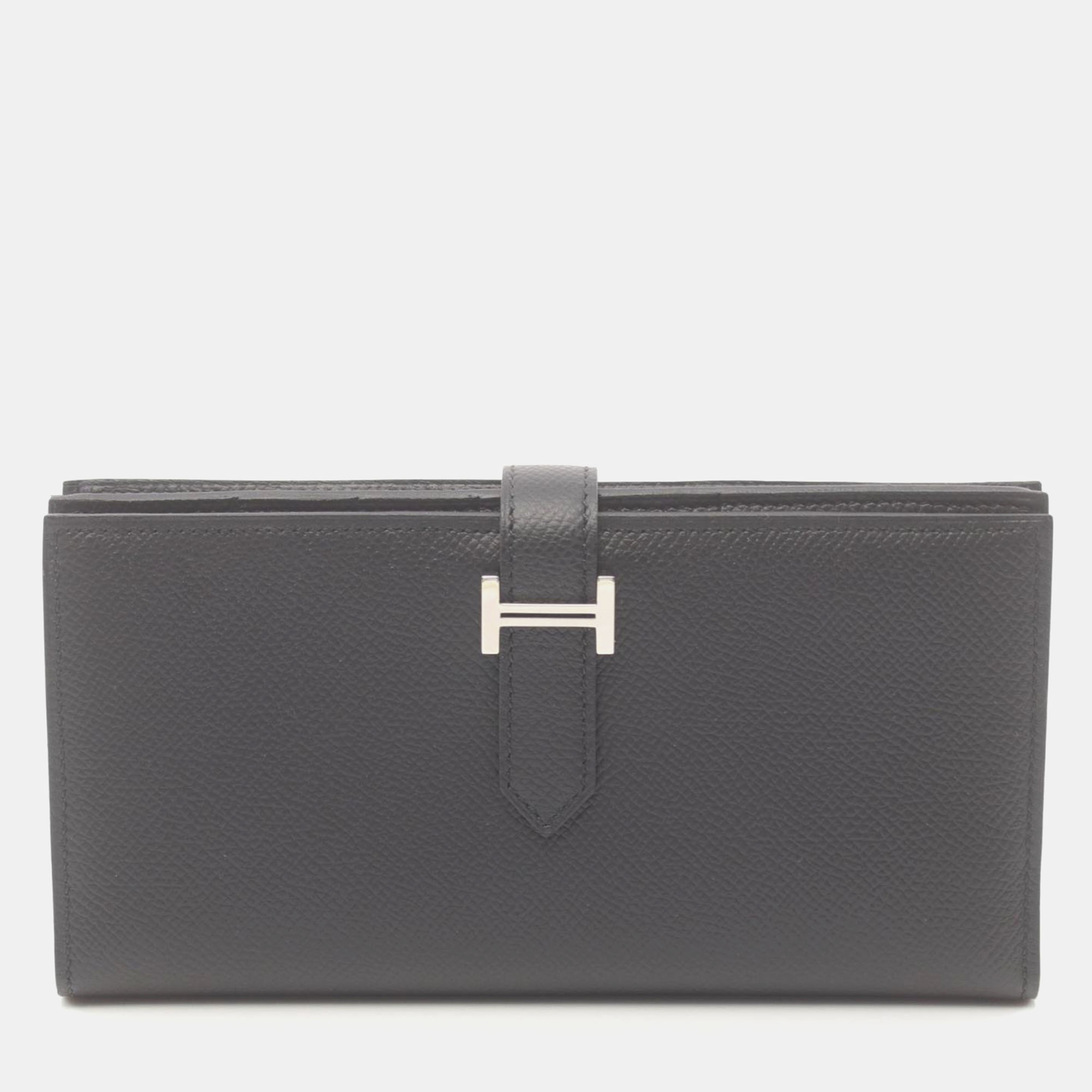 

Hermes Bearn Souffle Bifold Wallet Black Black Leather