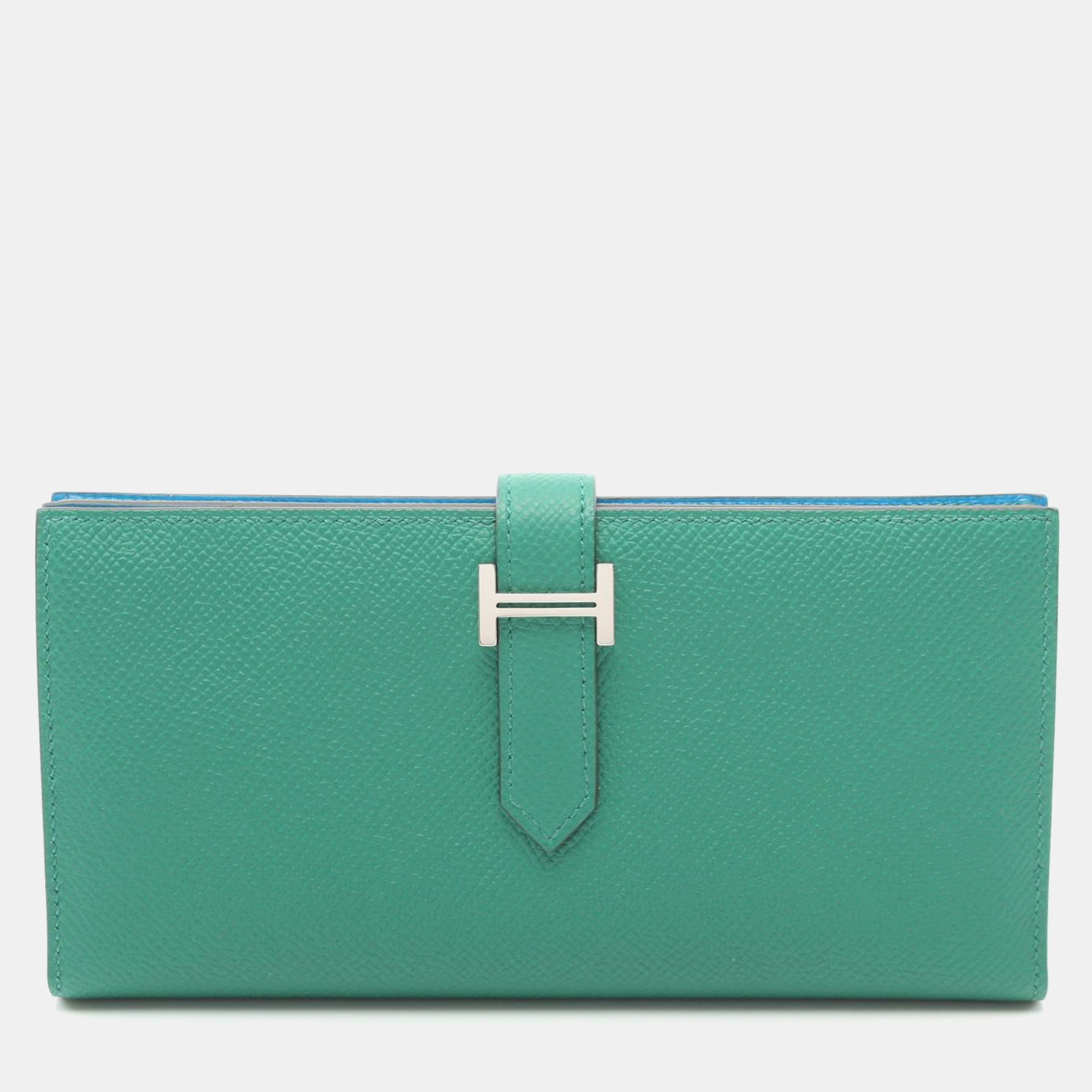 

Hermes Bearn Souffle Verso Bifold Wallet Green Leather