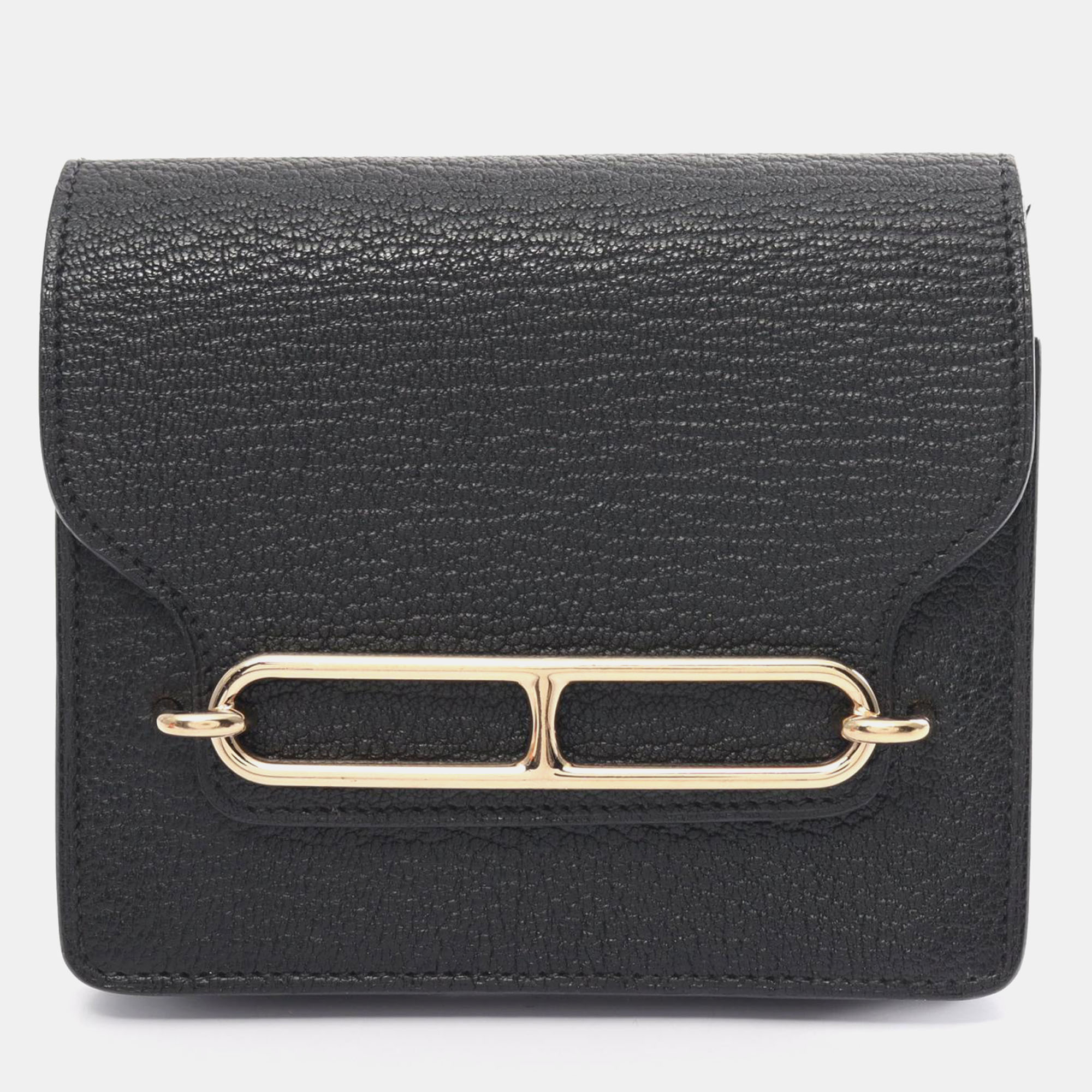 

Hermes Chevre Slim Bifold Wallet Black Black Leather