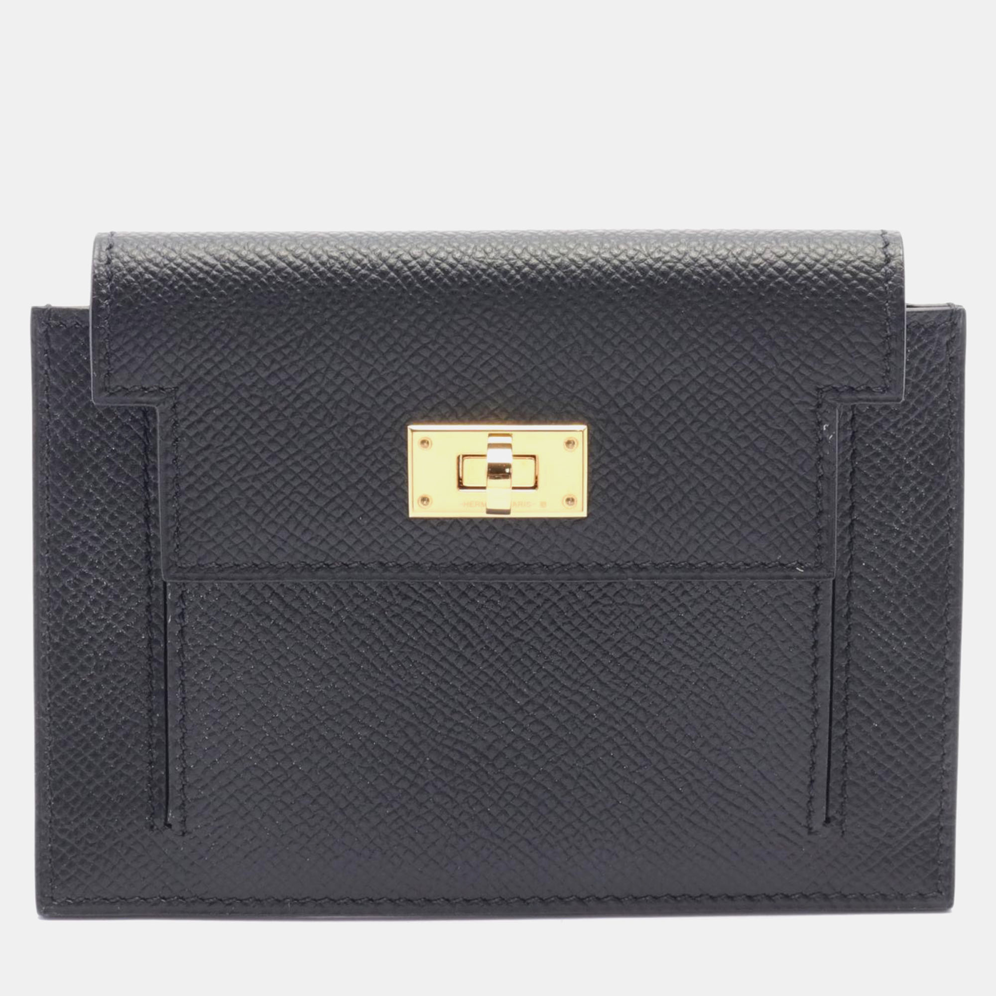 

Hermes Kelly Pocket Compact Coin Case Wallet Black Leather