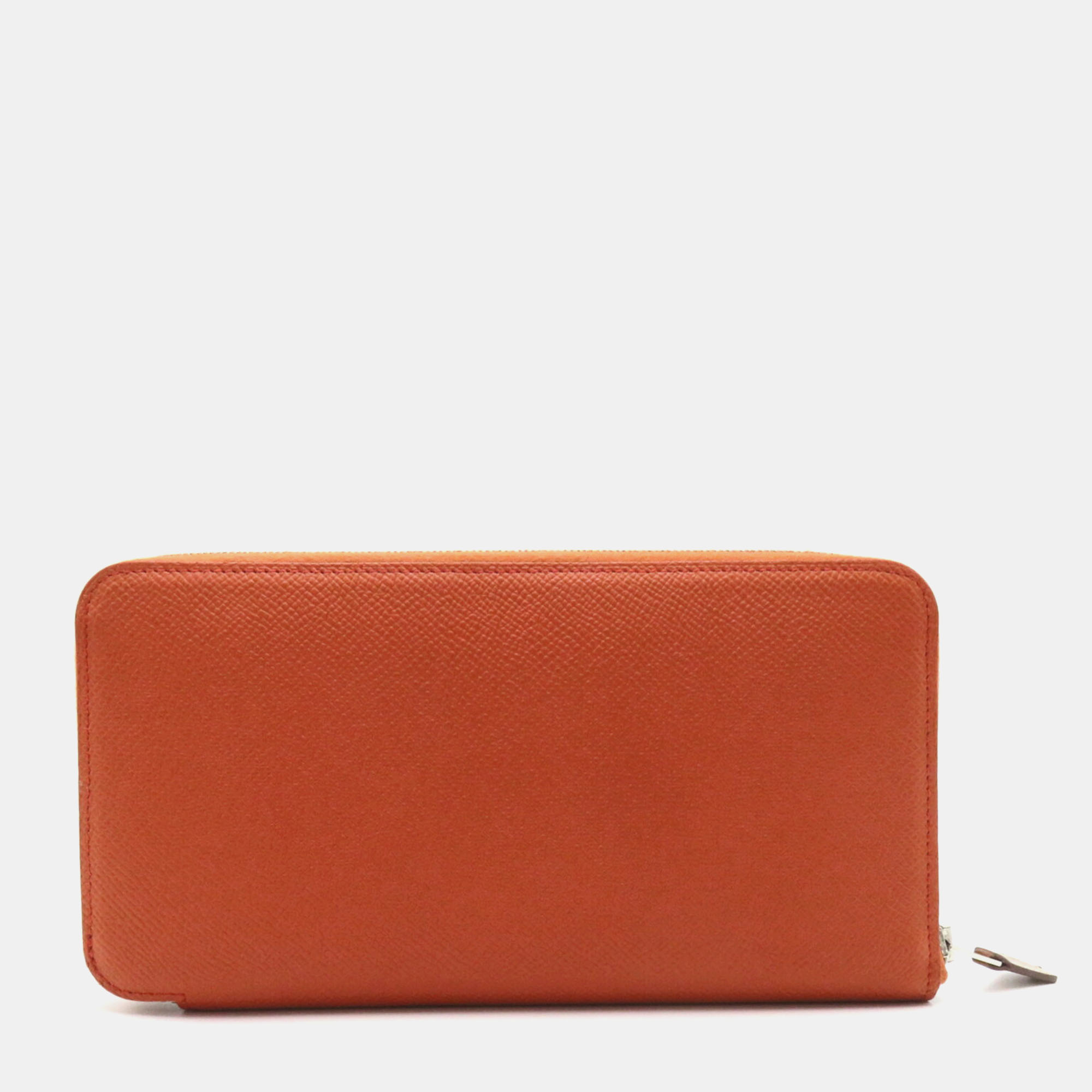 Hermes Azap Silk`In Leather Long Wallet Orange Leather 
