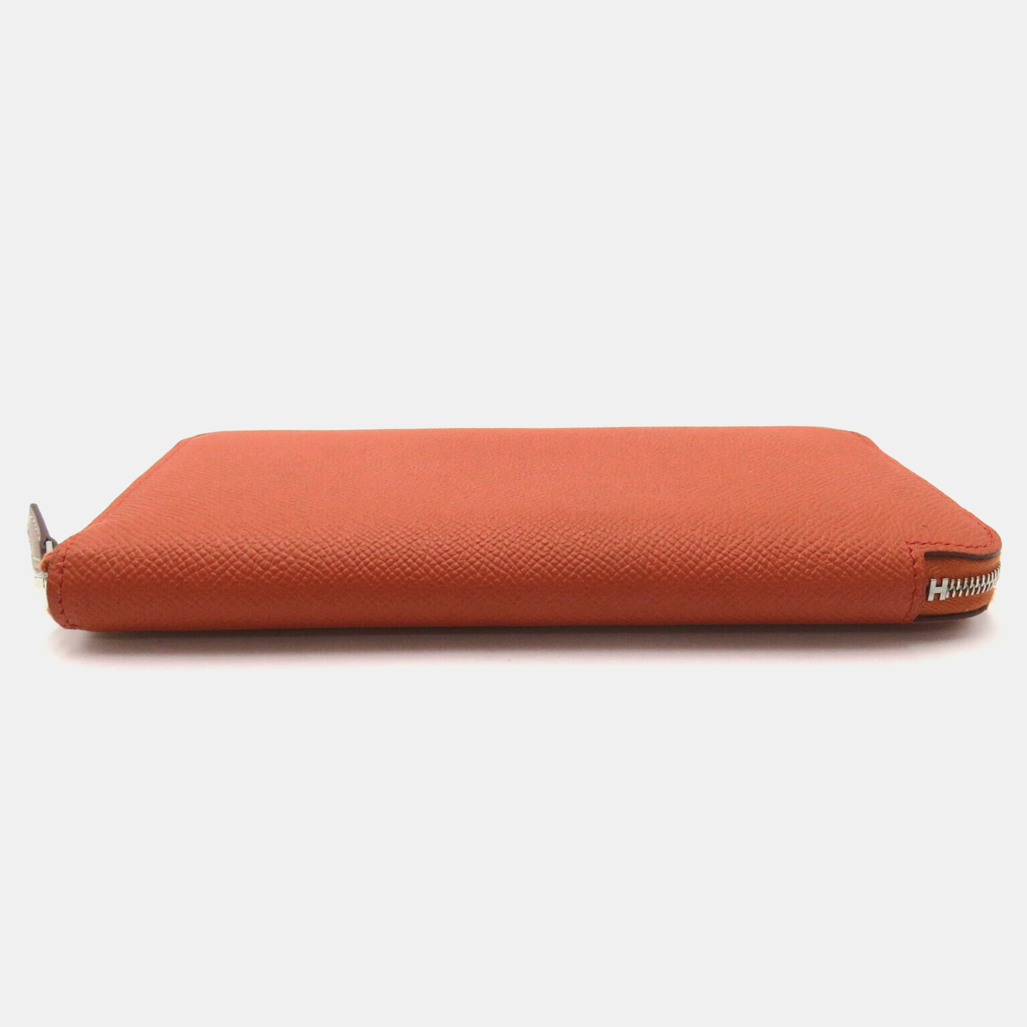 Hermes Azap Silk`In Leather Long Wallet Orange Leather 