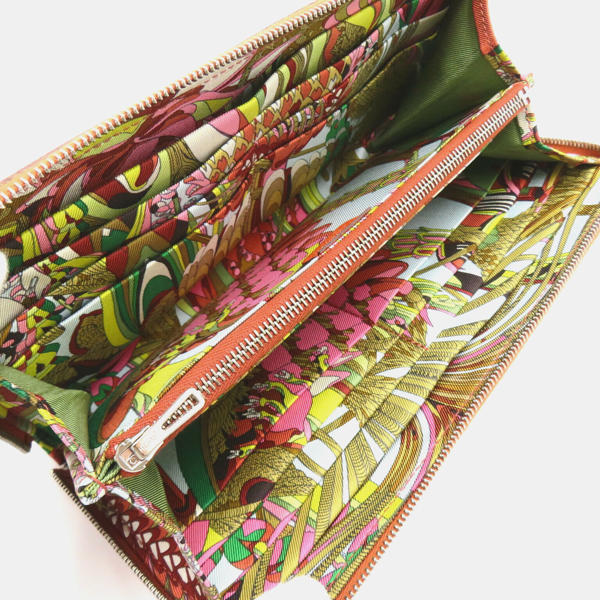 Hermes Azap Silk`In Leather Long Wallet Orange Leather 
