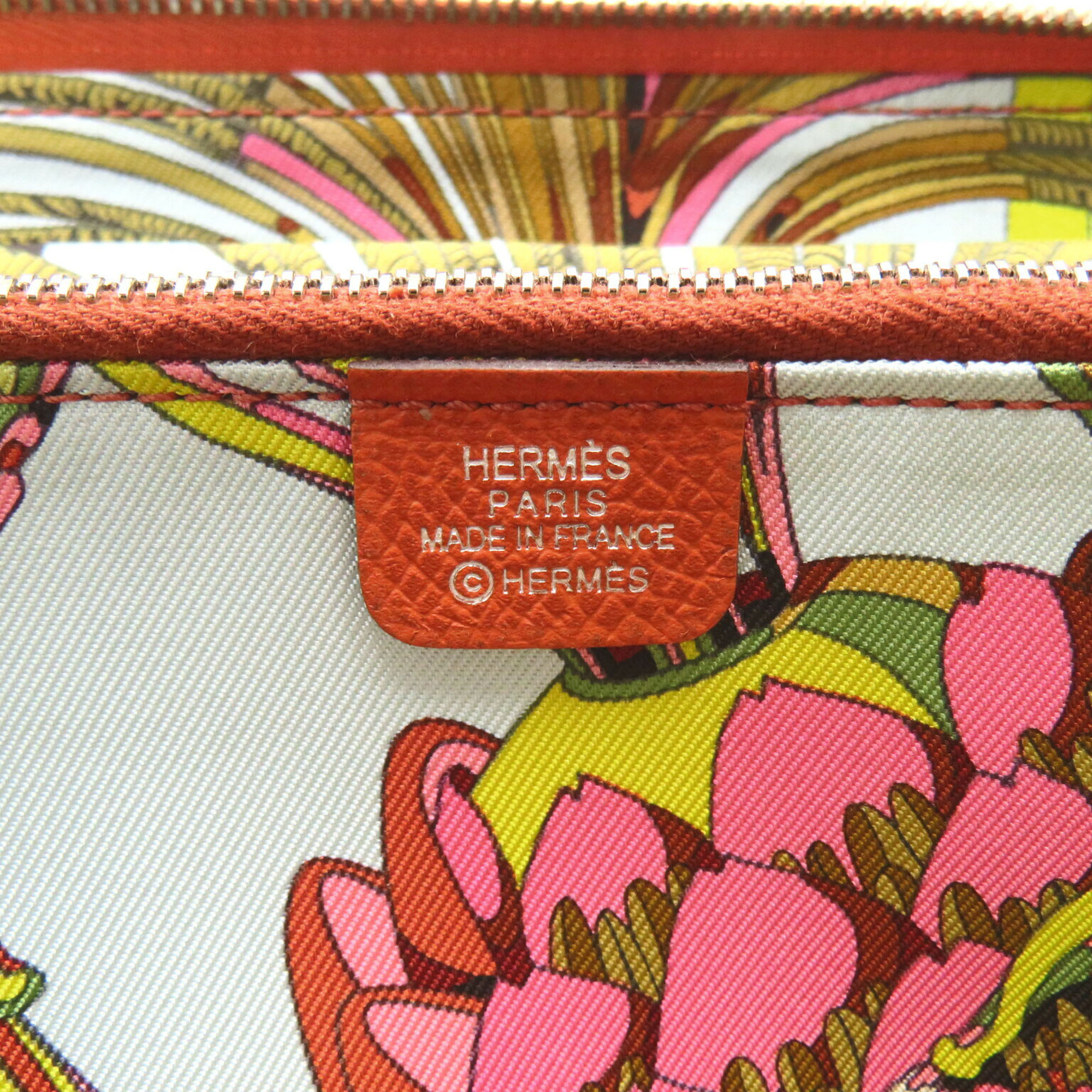 Hermes Azap Silk`In Leather Long Wallet Orange Leather 