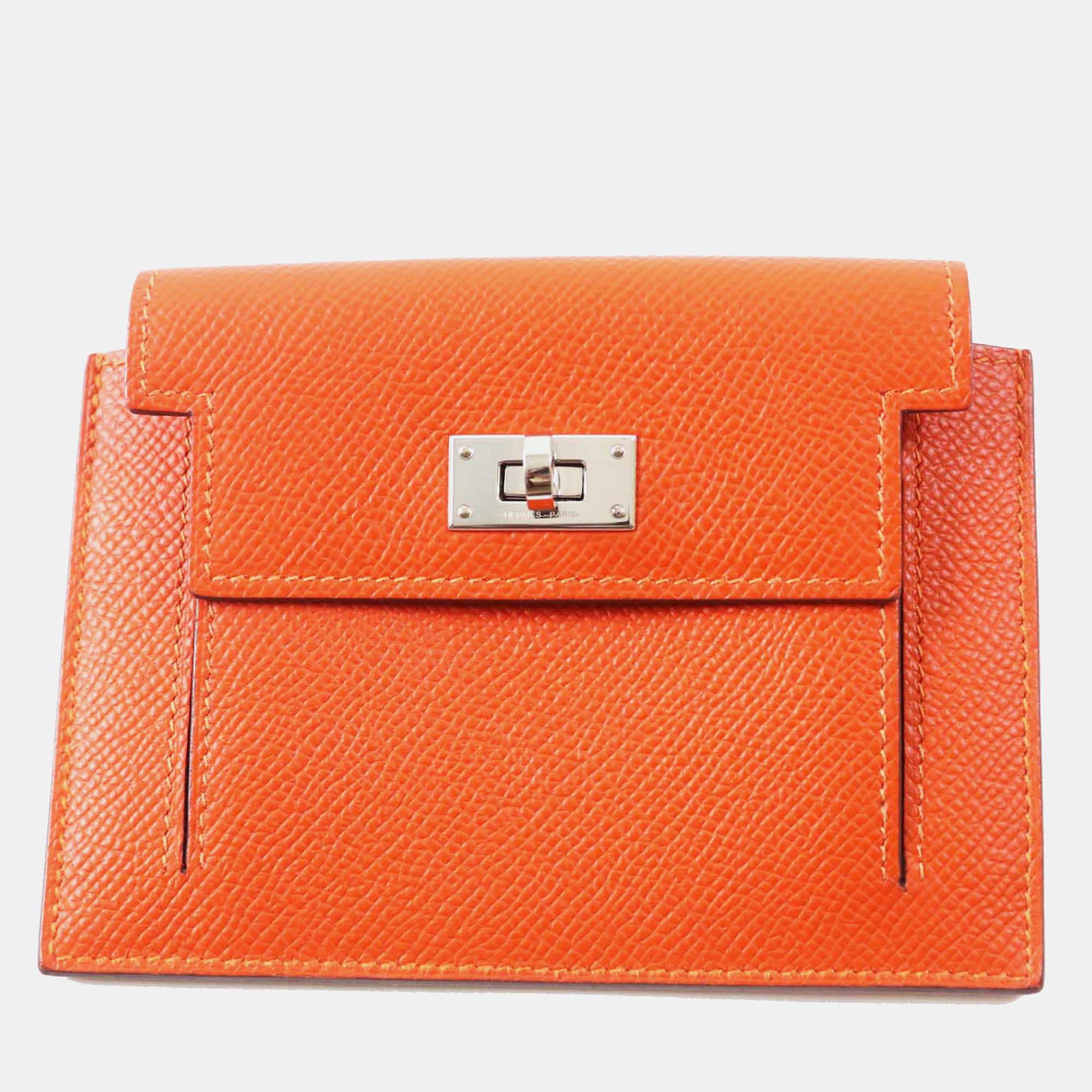 

Hermes Kelly Pocket Compact Coin Case Orange Orange Leather