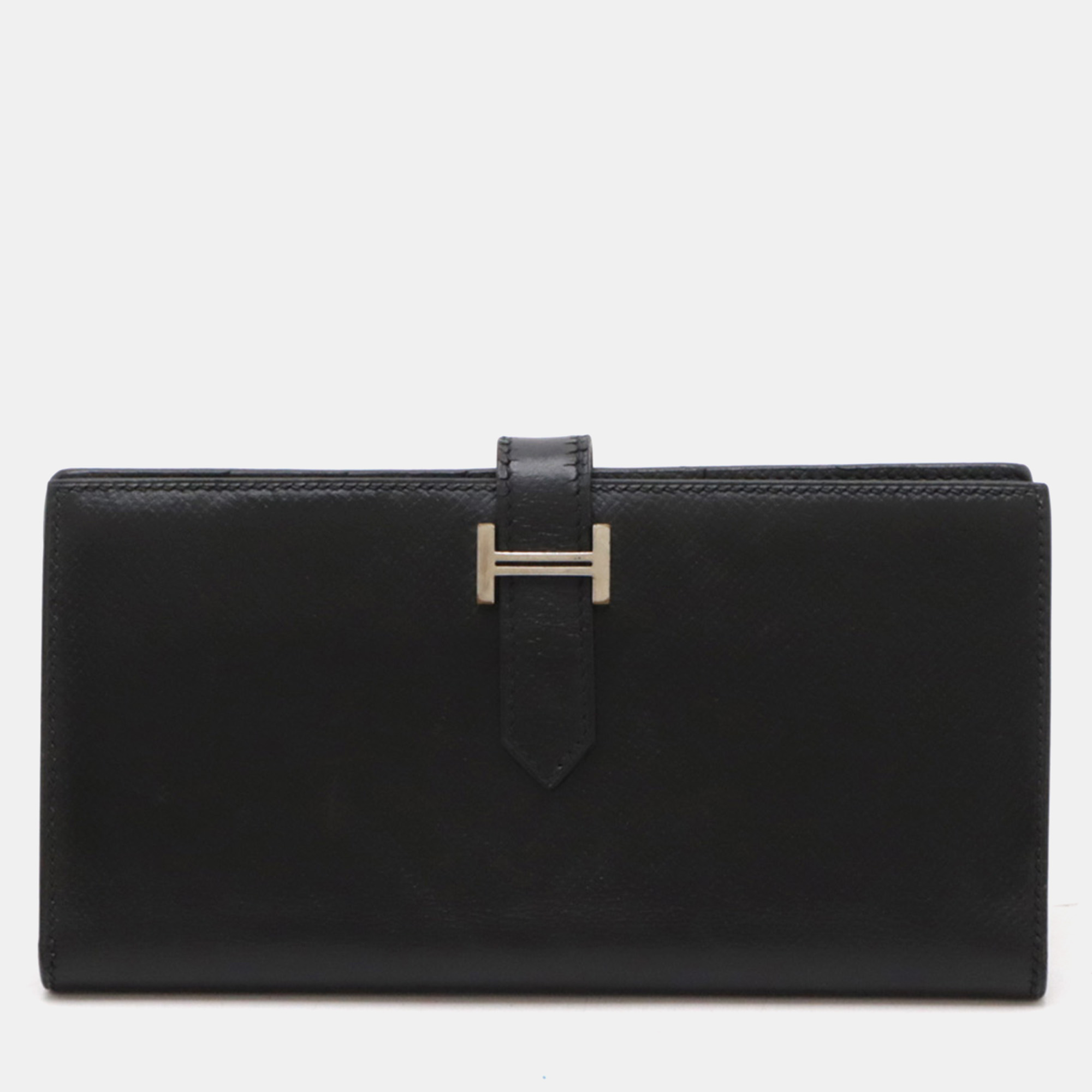 

Hermes Bearn Souffle Long Wallet Black Leather Black Leather