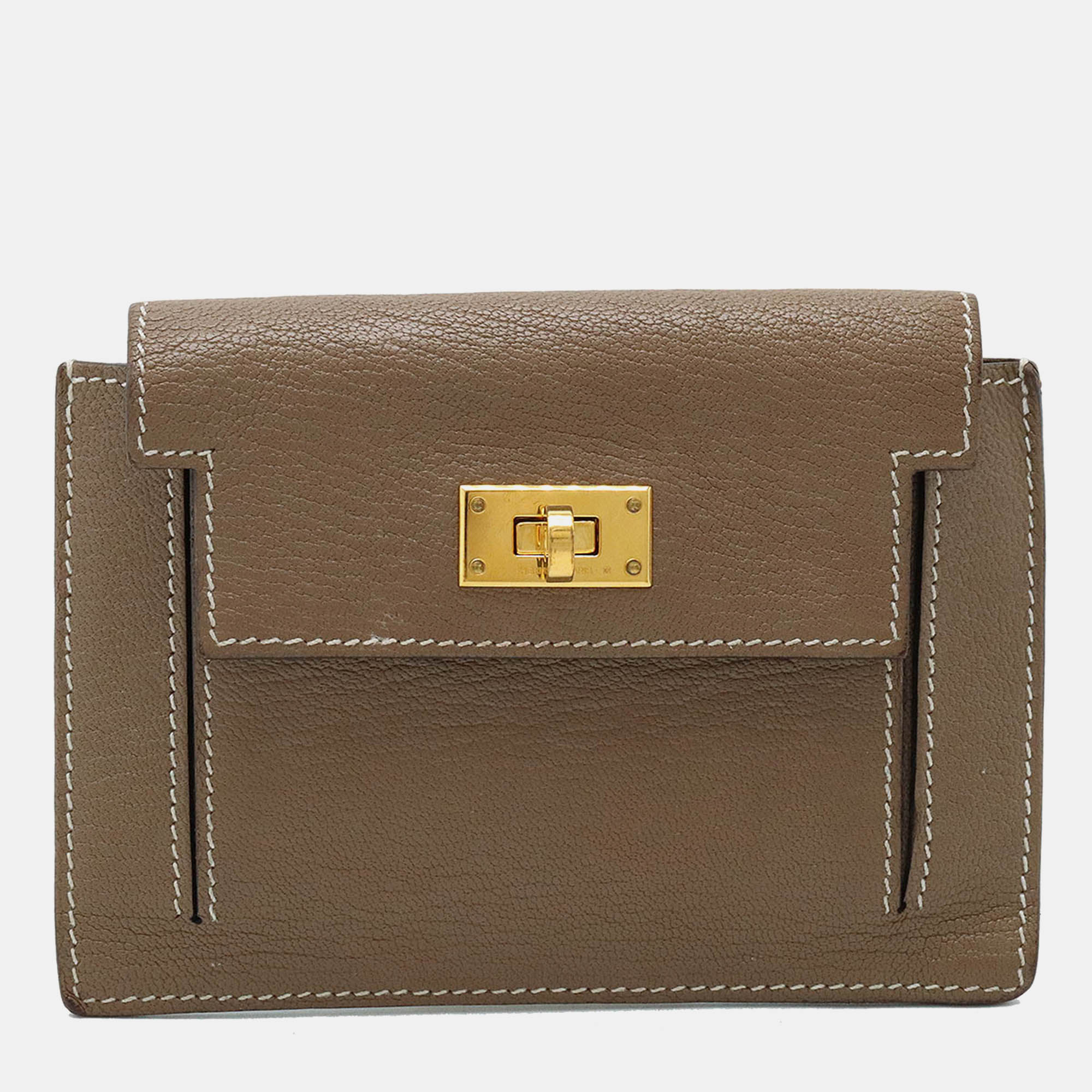 

Hermes Kelly Pocket Compact Coin Case Brown Leather