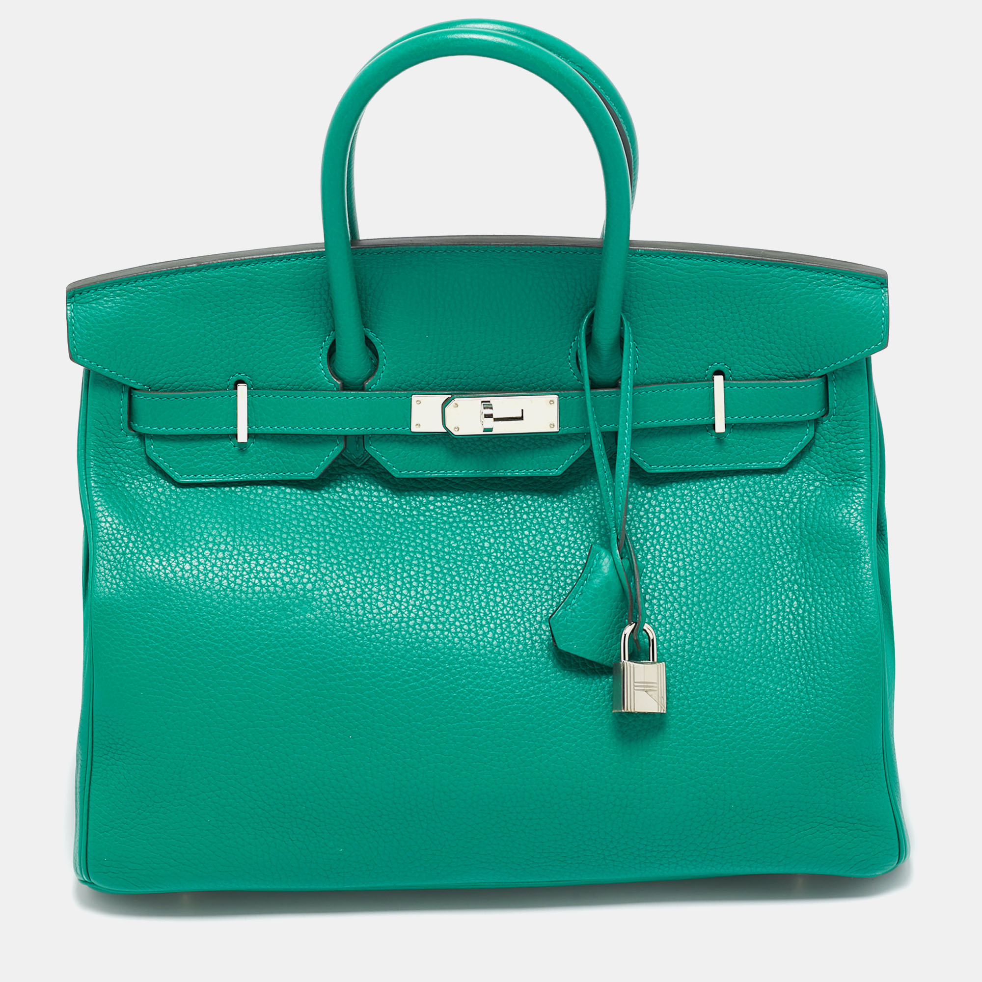 

Hermes Vert Vertigo/Vert Fonce Taurillon Clemence Palladium Finish Birkin 35 Bag, Green