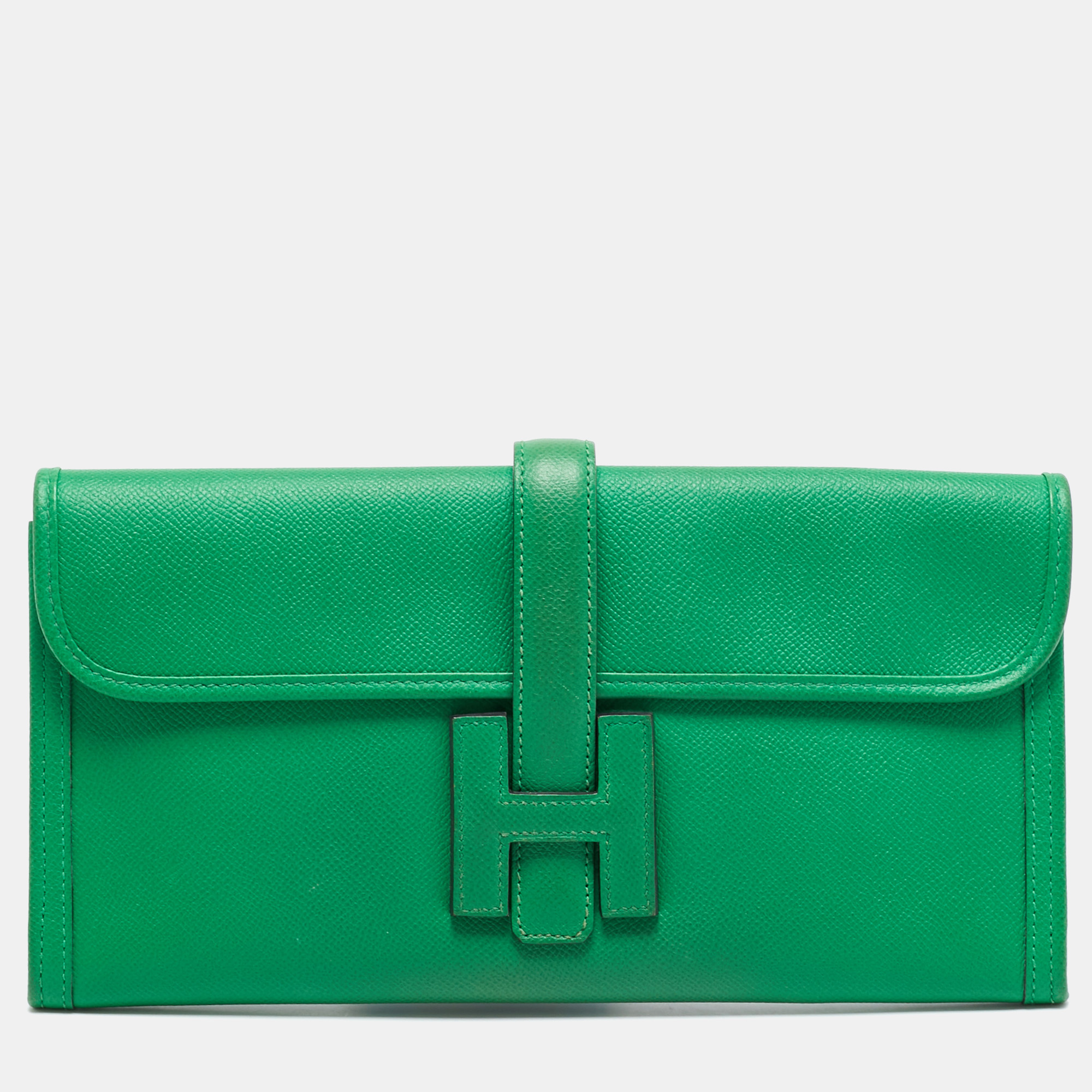 

Hermes Bambou Epsom Leather Elan Jige 29 Clutch, Green