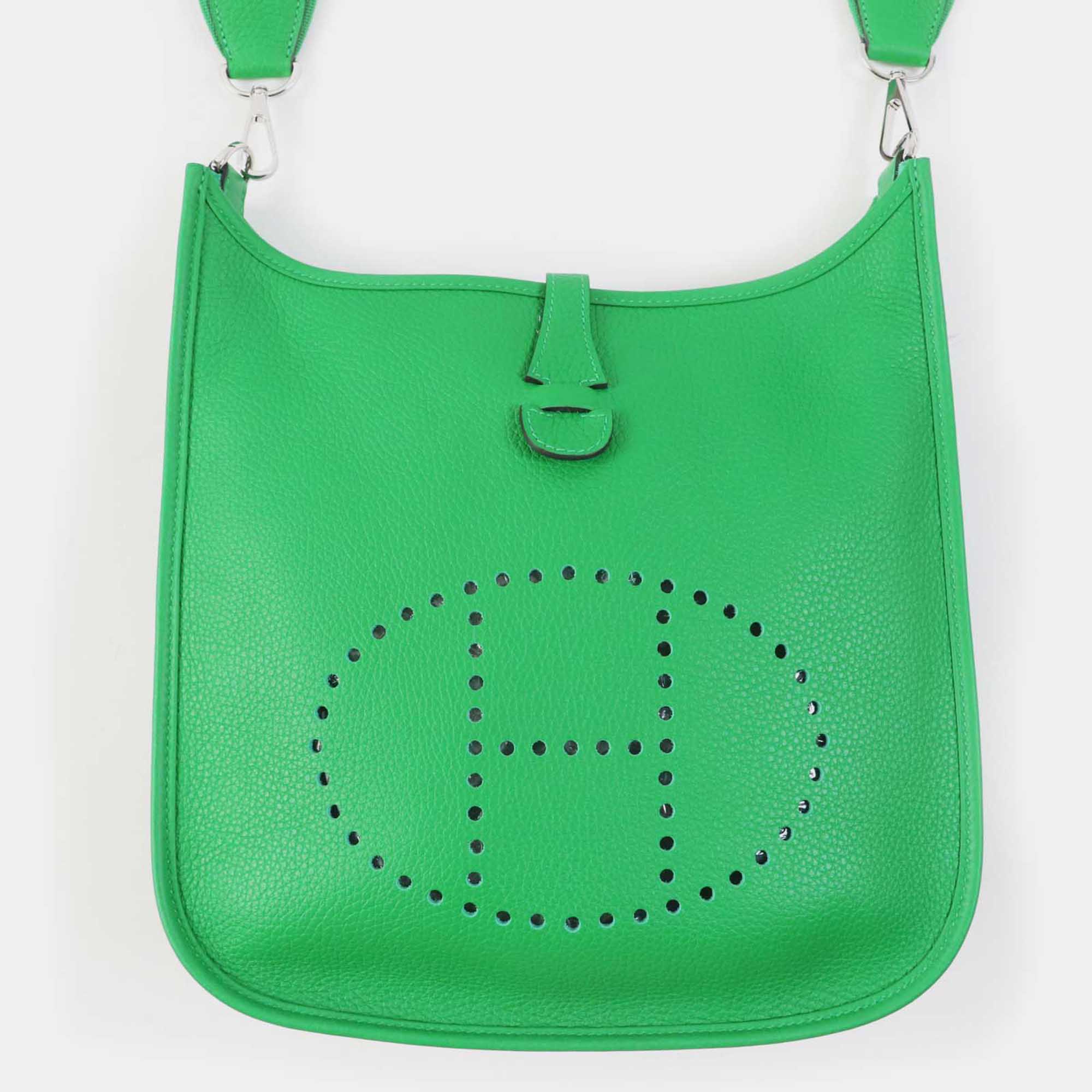 

Hermes Green Evelyn 3 Pm Bamboo Shoulder Bag