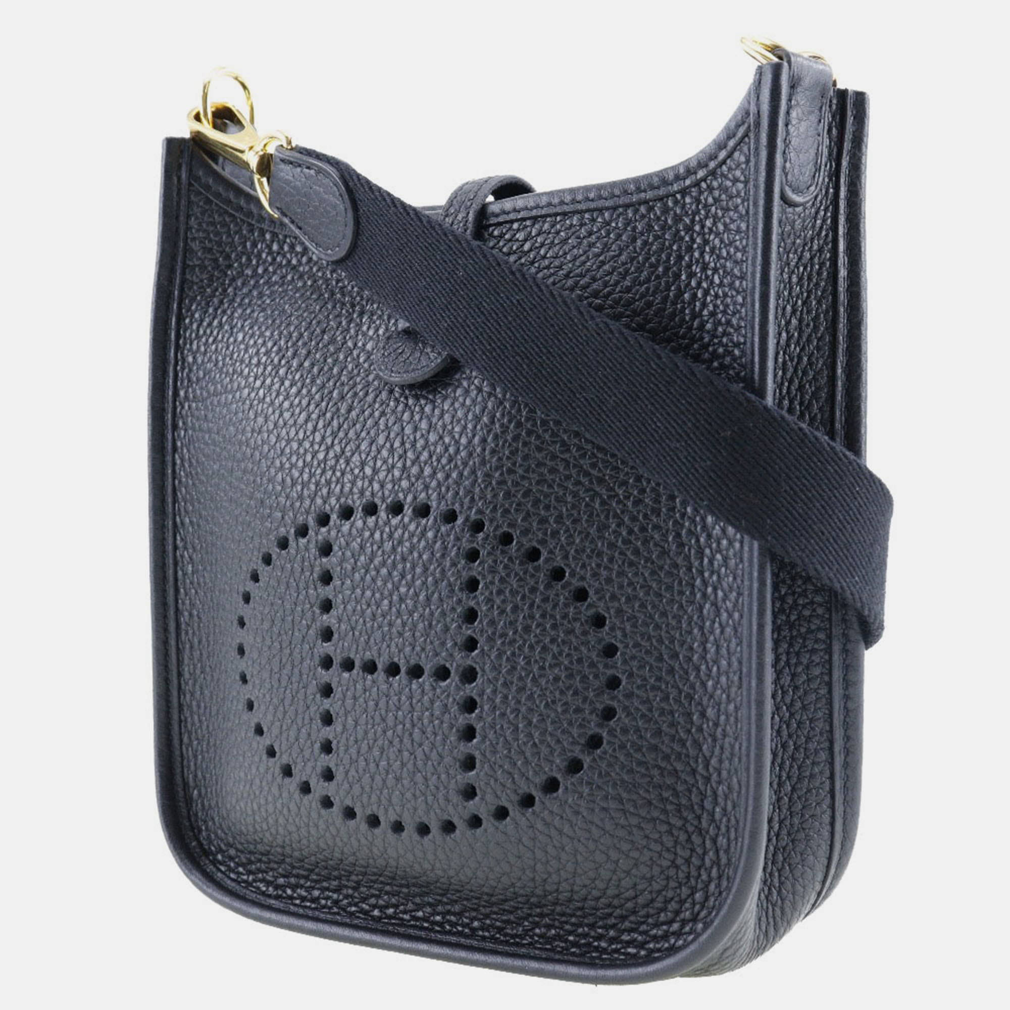 Hermes Black/Gold Leather Evelyne Tpm Shoulder Bag 