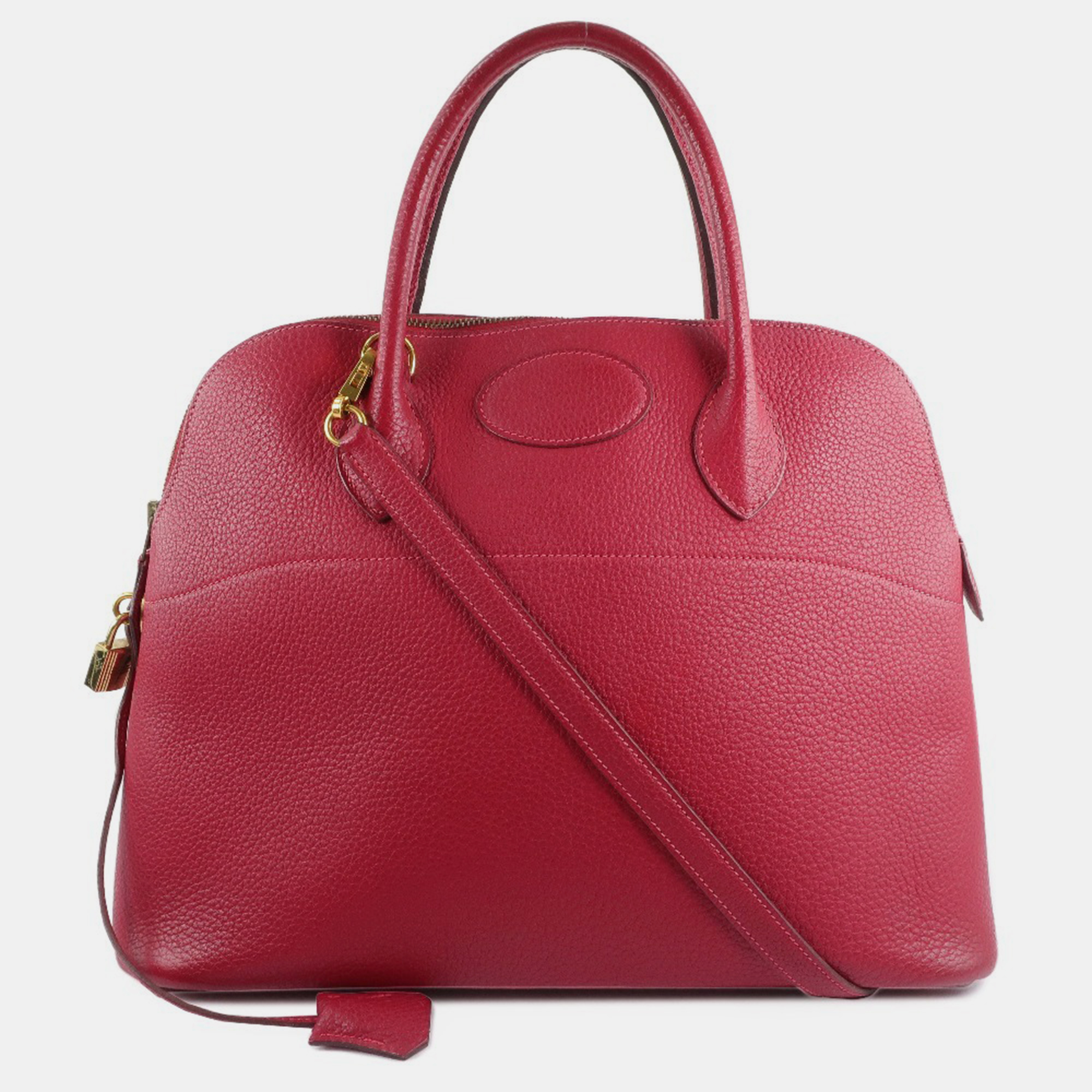 

Hermes Rouge Red Leather Bolide 37 Fjord Handbag