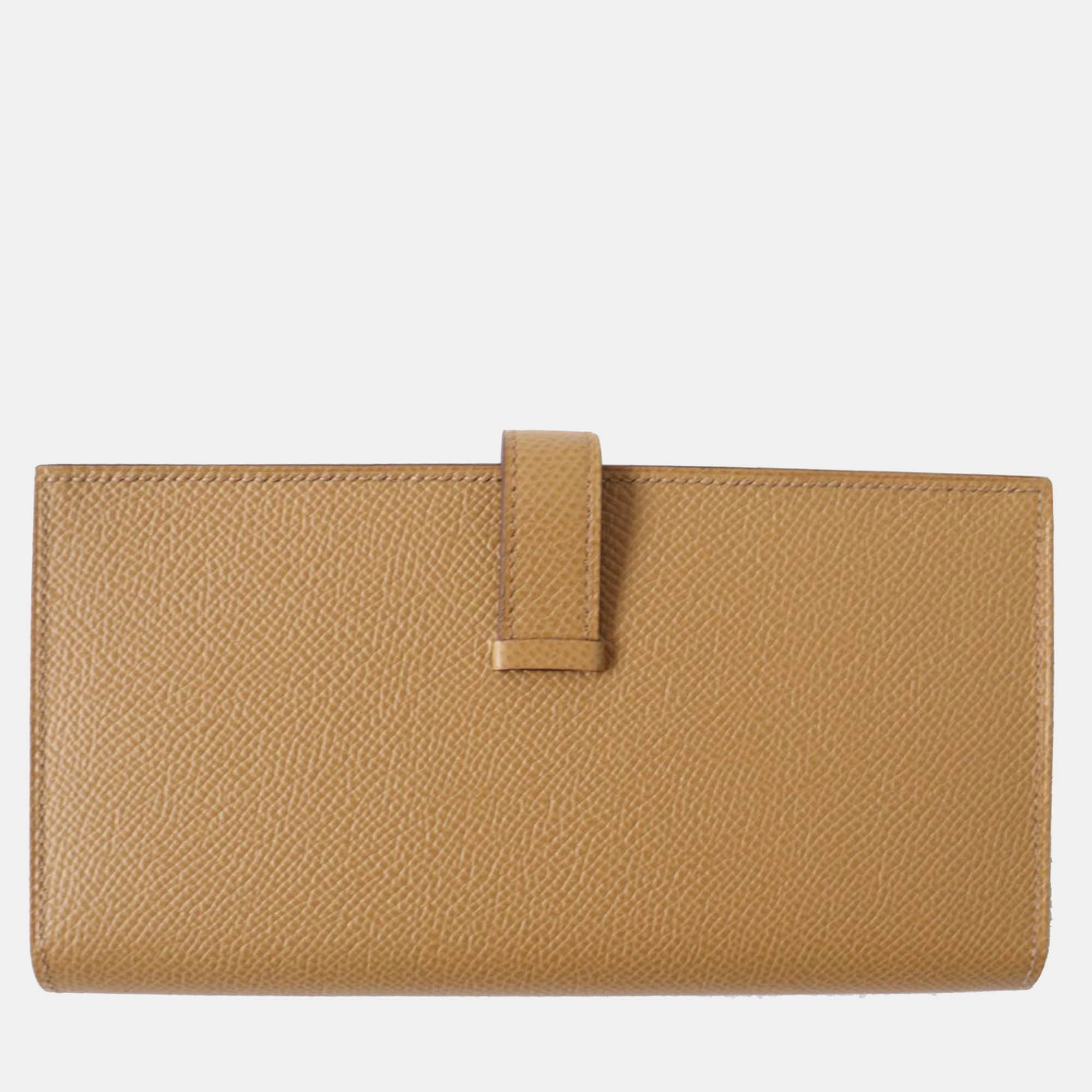 Hermes Bicolor Epsom Brown Leather Bearn Soufflet Wallet 