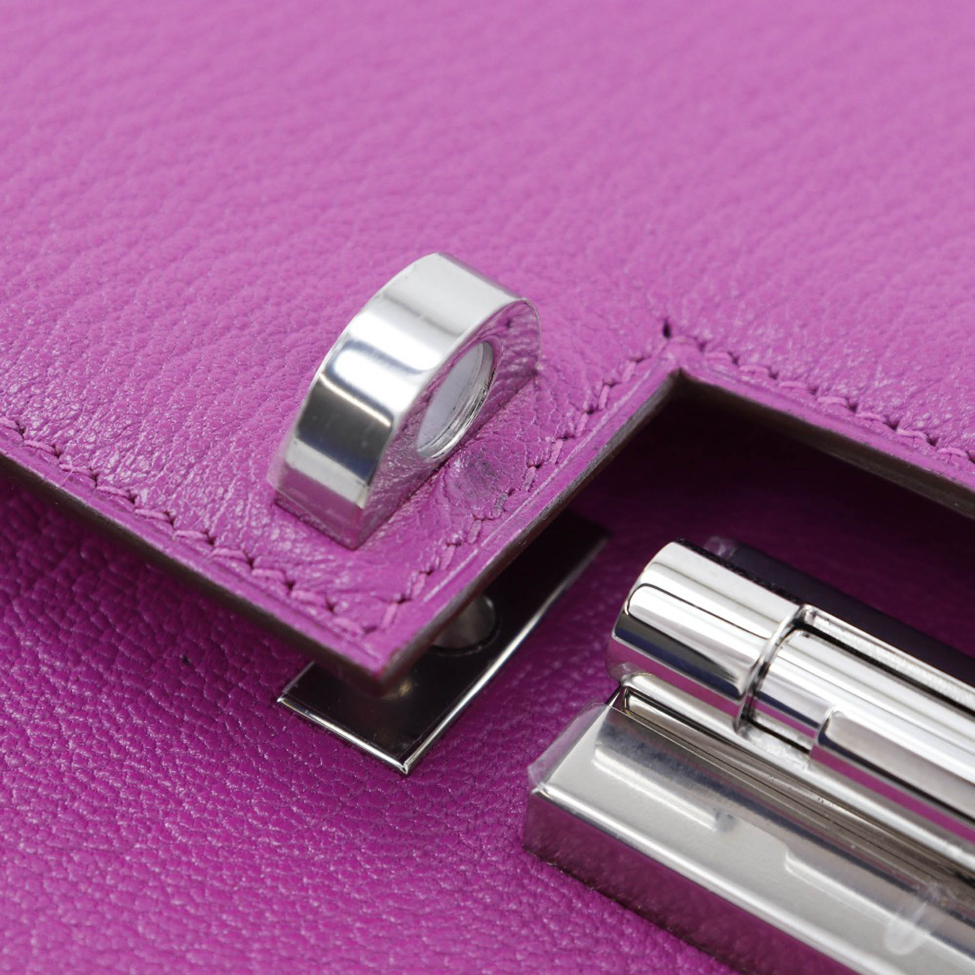 Hermes Pink Leather Chevre Velours Clutch Bag 