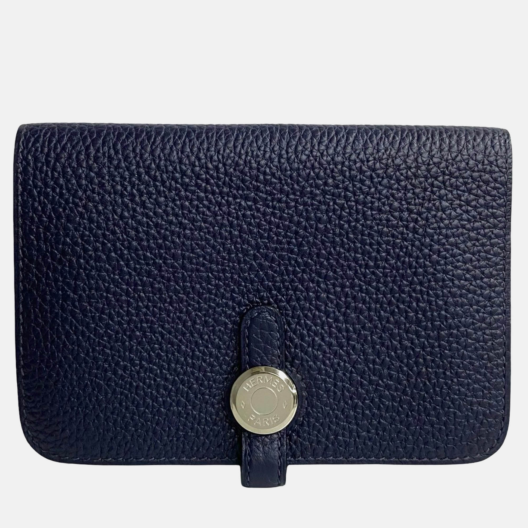 

Hermes Navy Blue Leather Dogon Compact Leather Wallet