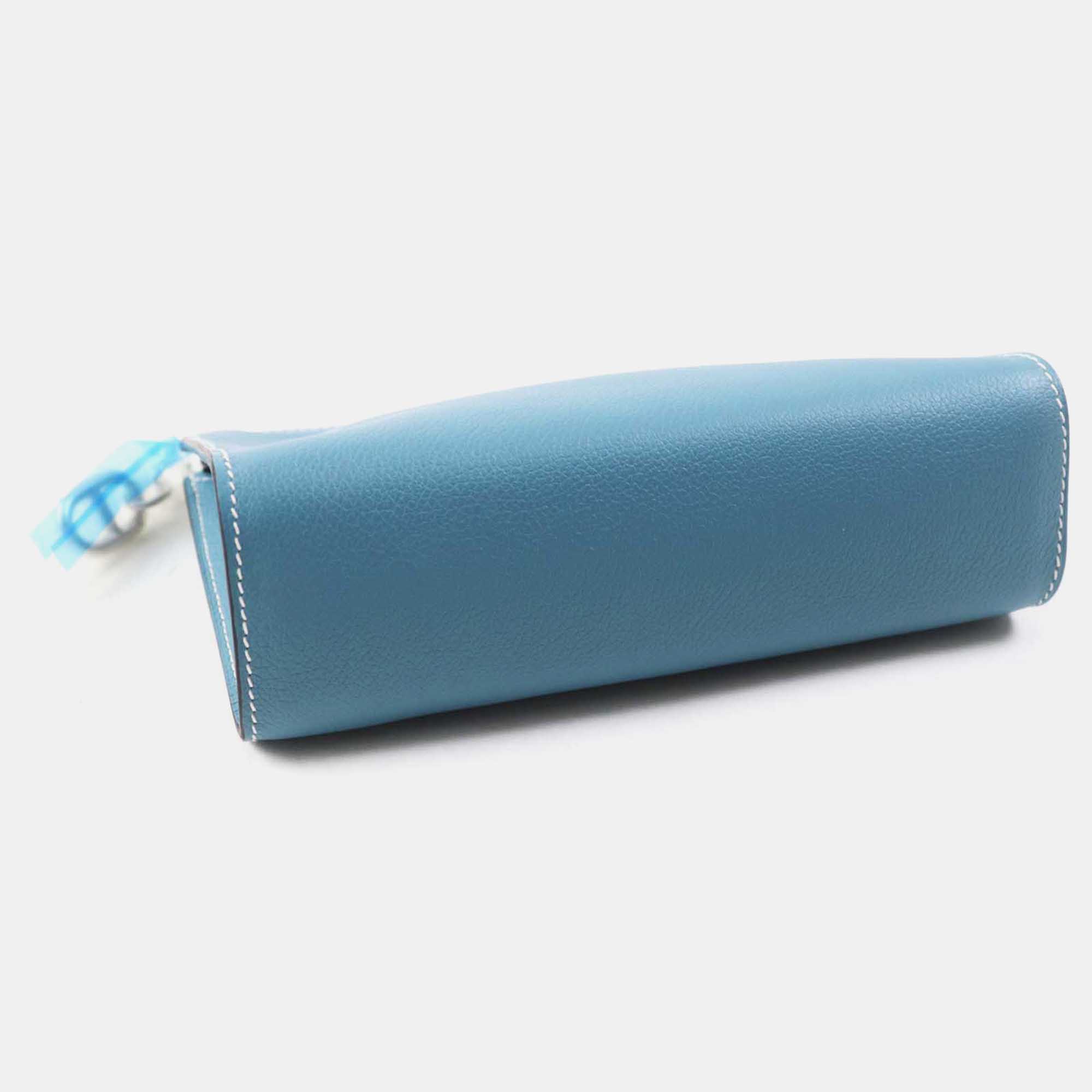 Hermes Blue Evercolor Chaine D`Ancre Cosmetics Pouch 